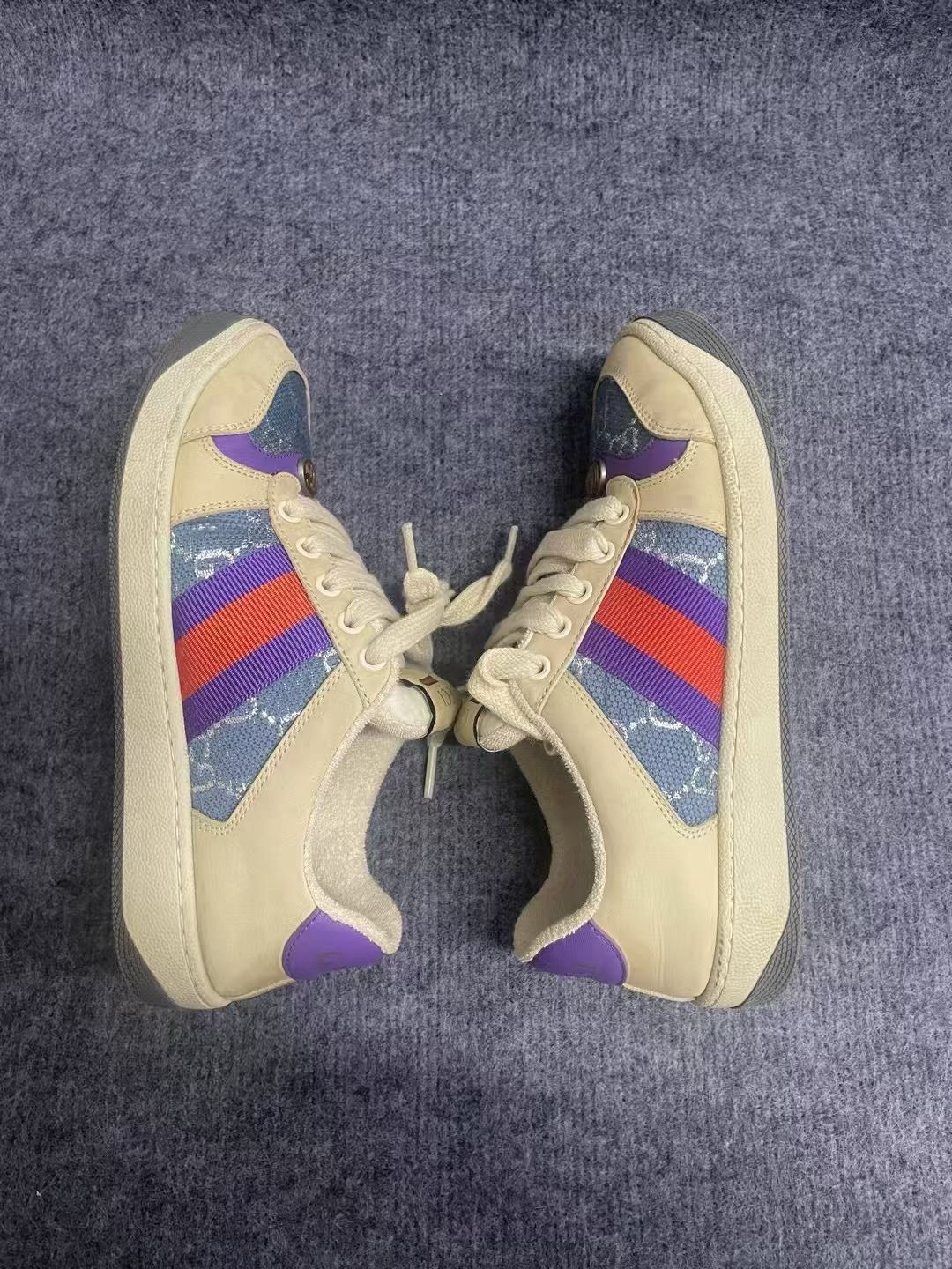 Gucci Gucci Screener Leather GG Blue Sneakers Size US 4.5 / IT 34.5 - 6 Thumbnail