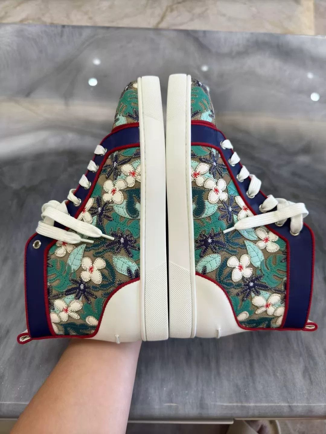 Christian Louboutin Christian Louboutin Floral Embroidery High-Top Sneakers Size US 8 / EU 41 - 5 Thumbnail