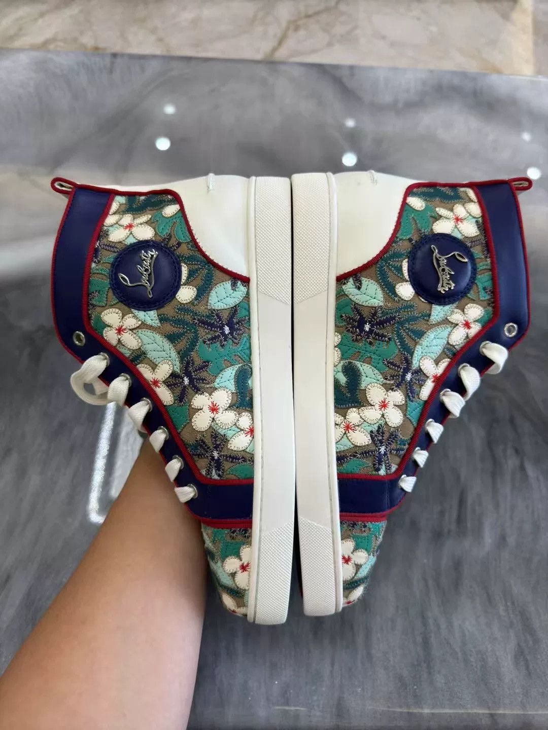 Christian Louboutin Christian Louboutin Floral Embroidery High-Top Sneakers Size US 8 / EU 41 - 4 Thumbnail