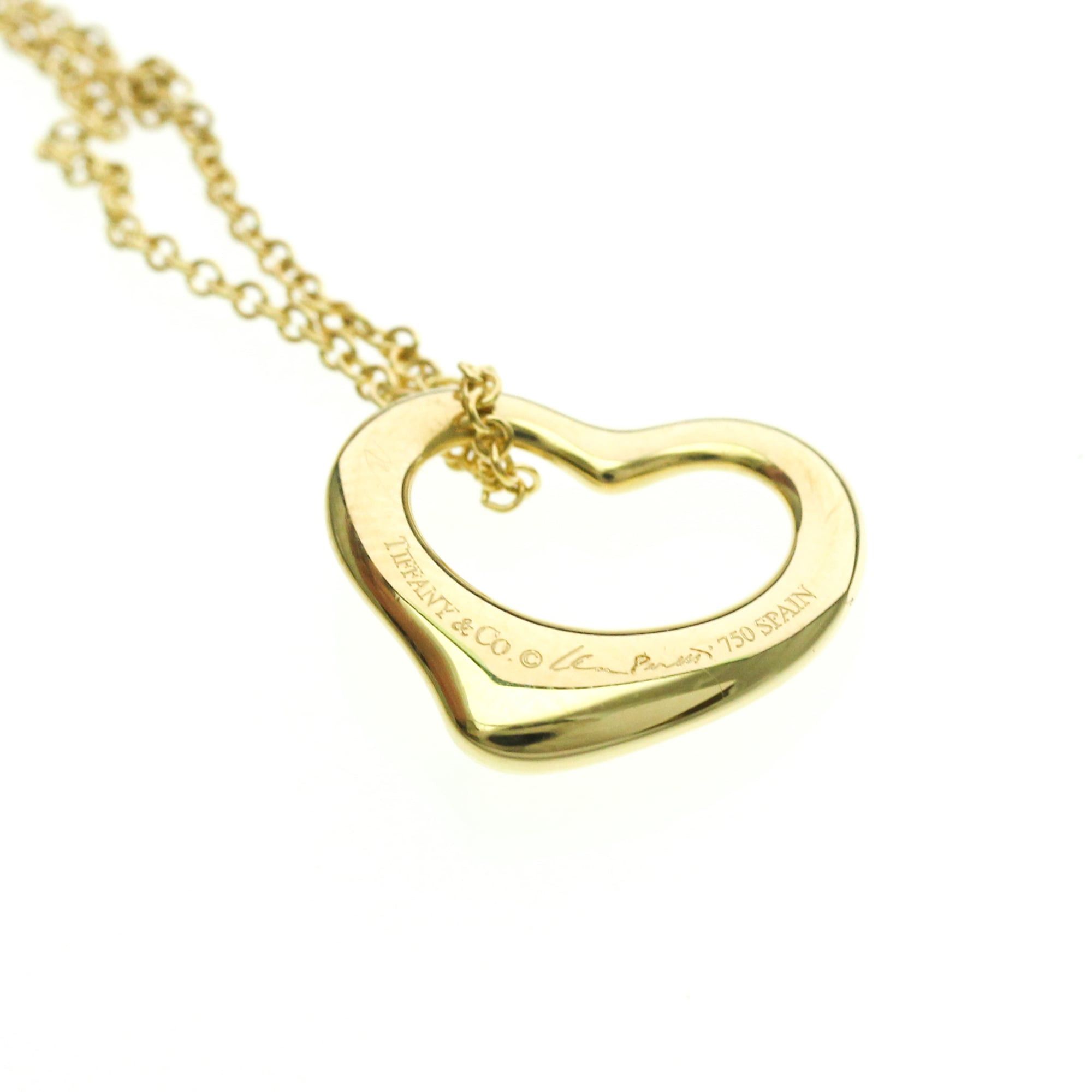 Tiffany & Co. Tiffany Open Heart Yellow Gold (18K) No Stone Men,Women Fashion Pendant Necklace (Gold) Size ONE SIZE - 7 Thumbnail