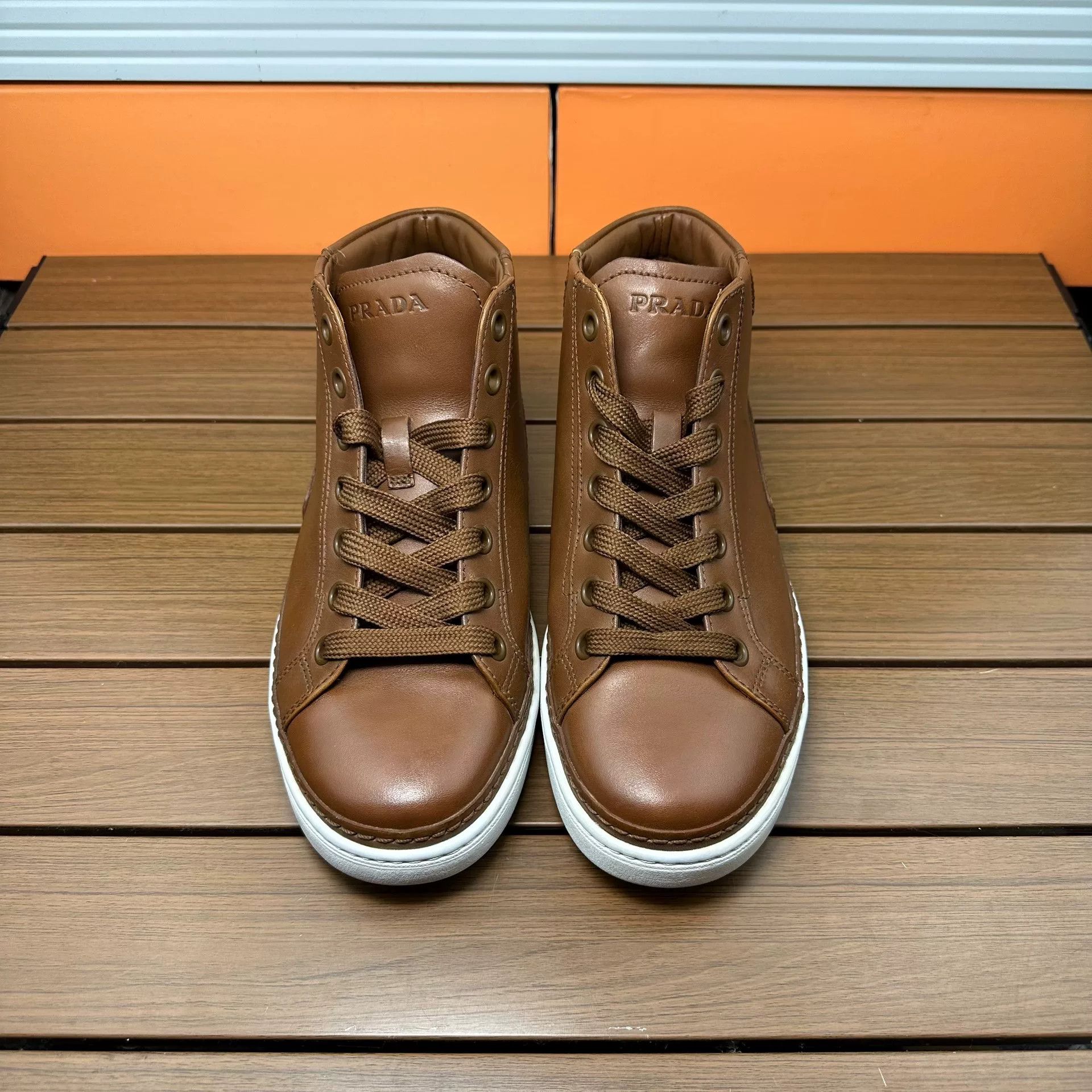 Prada Prada Casual Brown Hitop Sneakers 6 Men Size US 6 / EU 39 - 4 Thumbnail