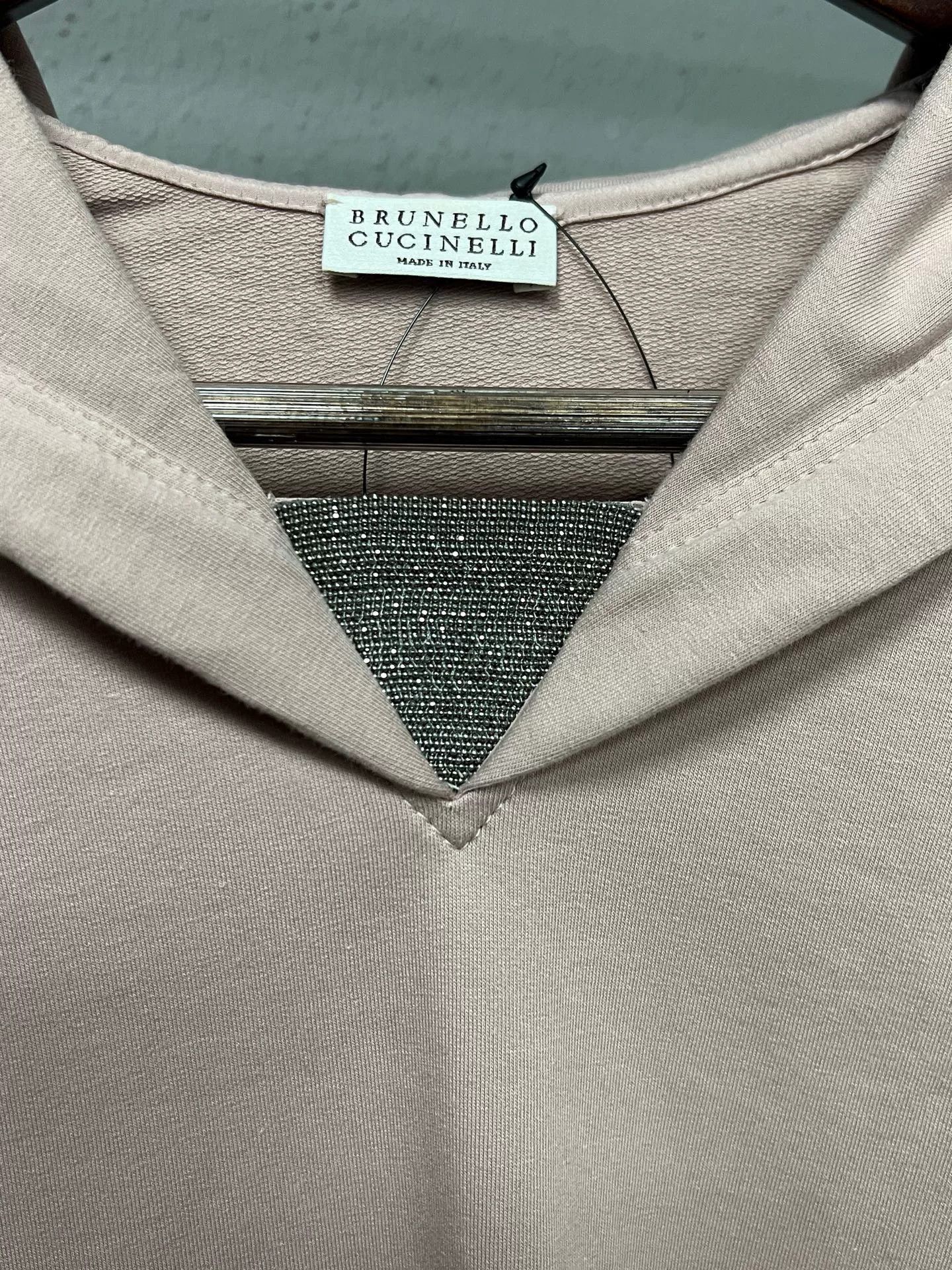 Brunello Cucinelli Brunello Cucinelli Gray-Pink Cropped Beaded Sweatshirt Size S / US 4 / IT 40 - 3 Thumbnail
