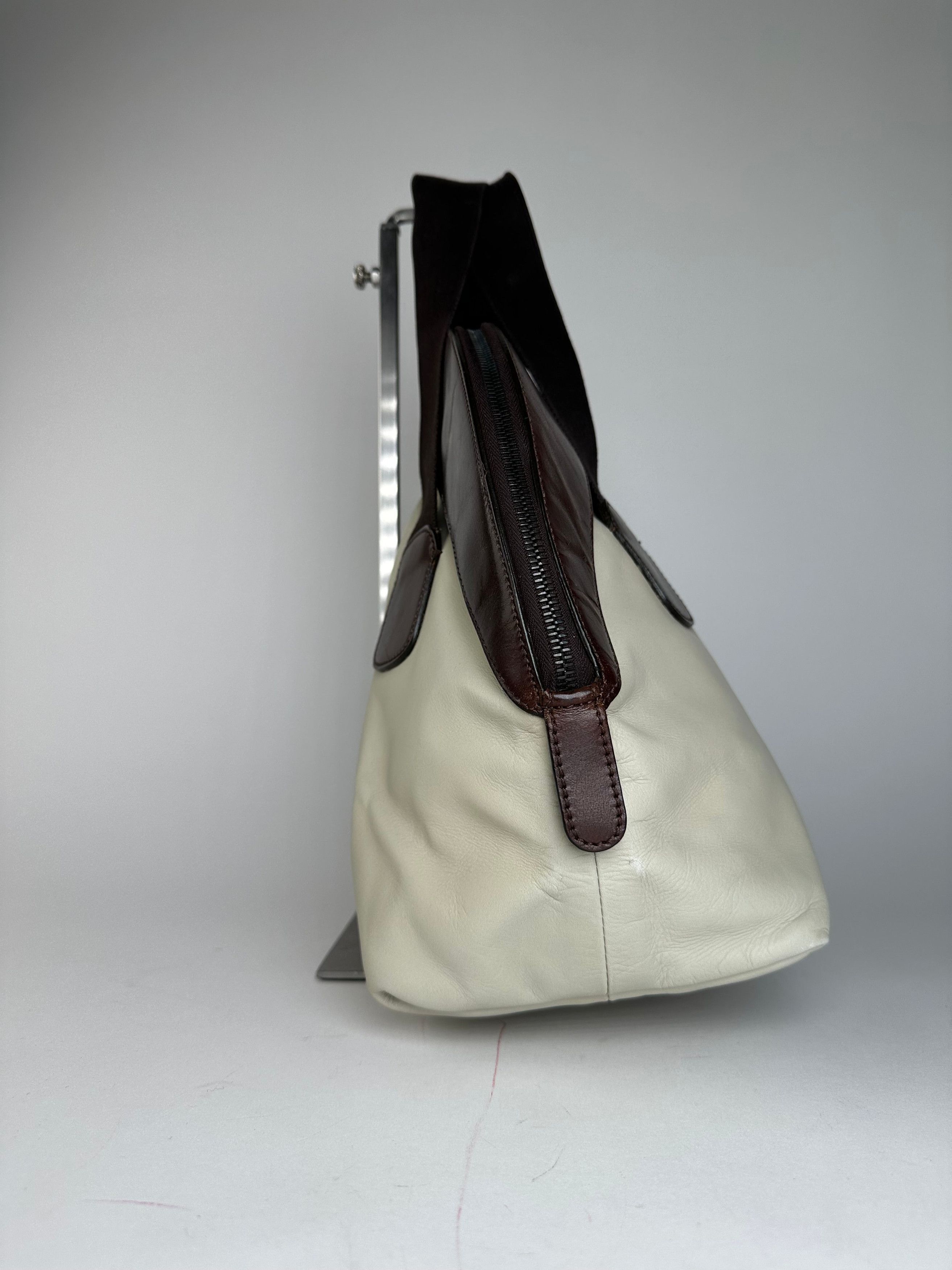 Marni Vintage Leather Handbag White Brown Size ONE SIZE - 3 Thumbnail