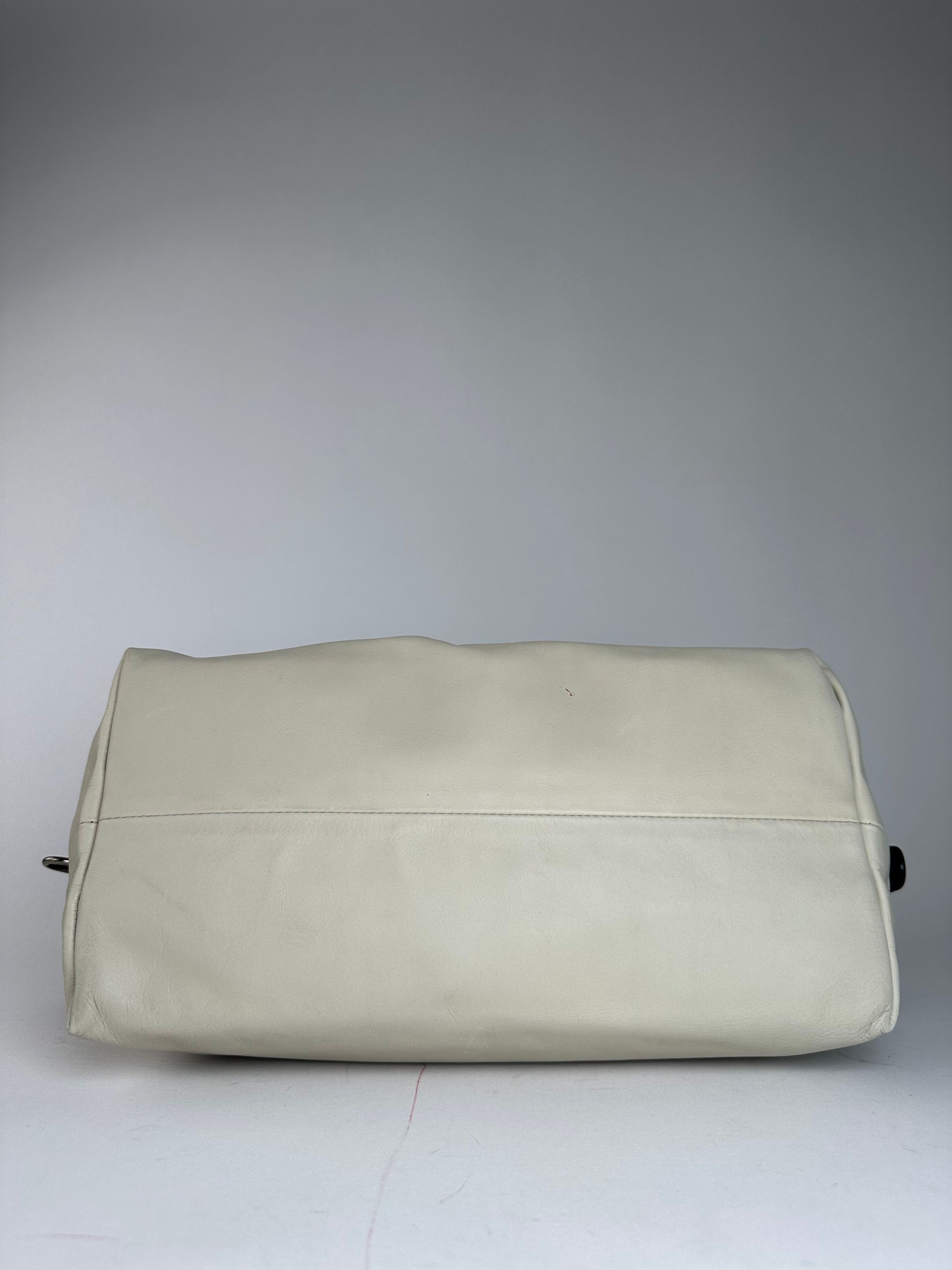 Marni Vintage Leather Handbag White Brown Size ONE SIZE - 7 Thumbnail
