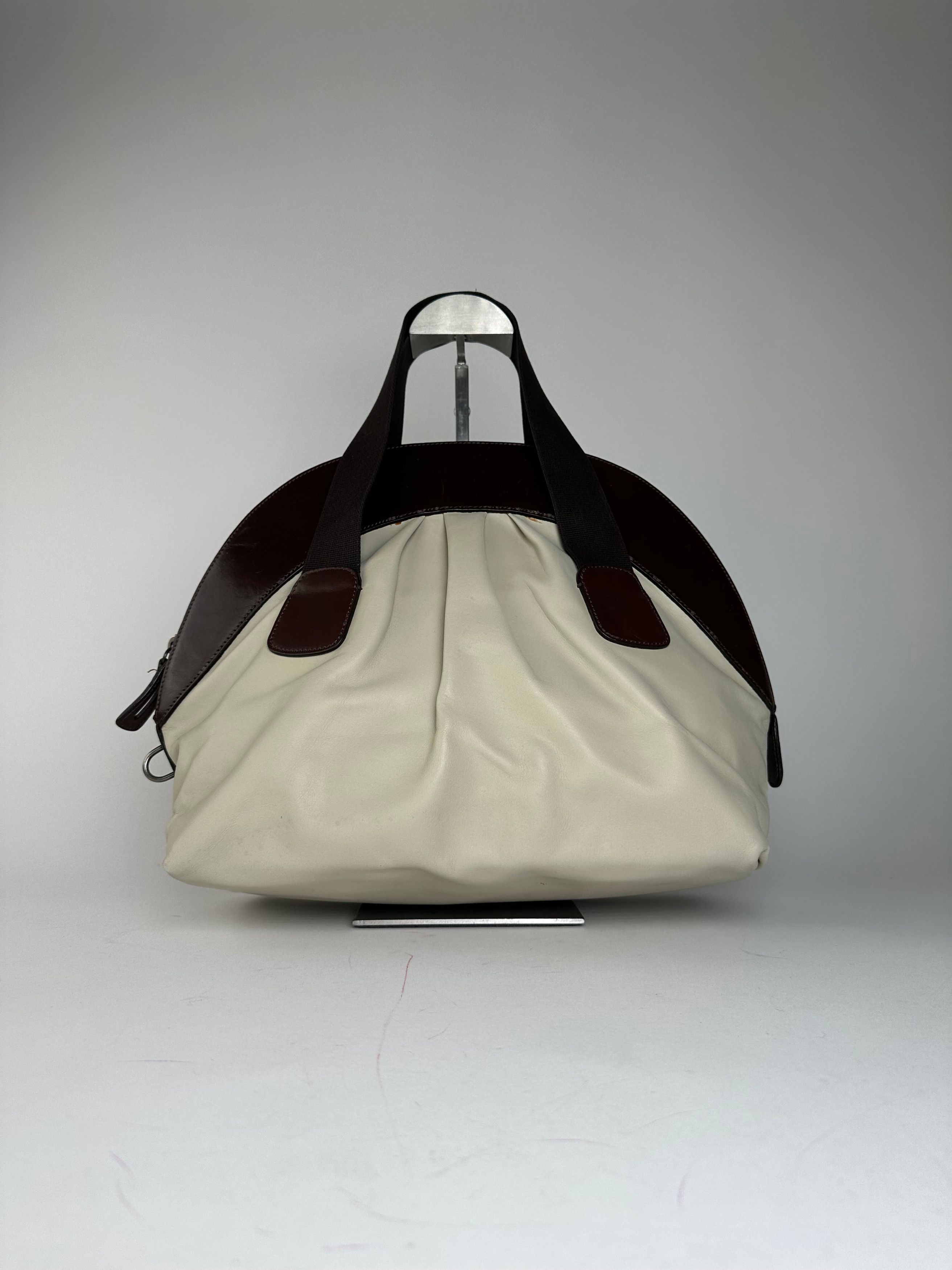 Marni Vintage Leather Handbag White Brown Size ONE SIZE - 8 Thumbnail