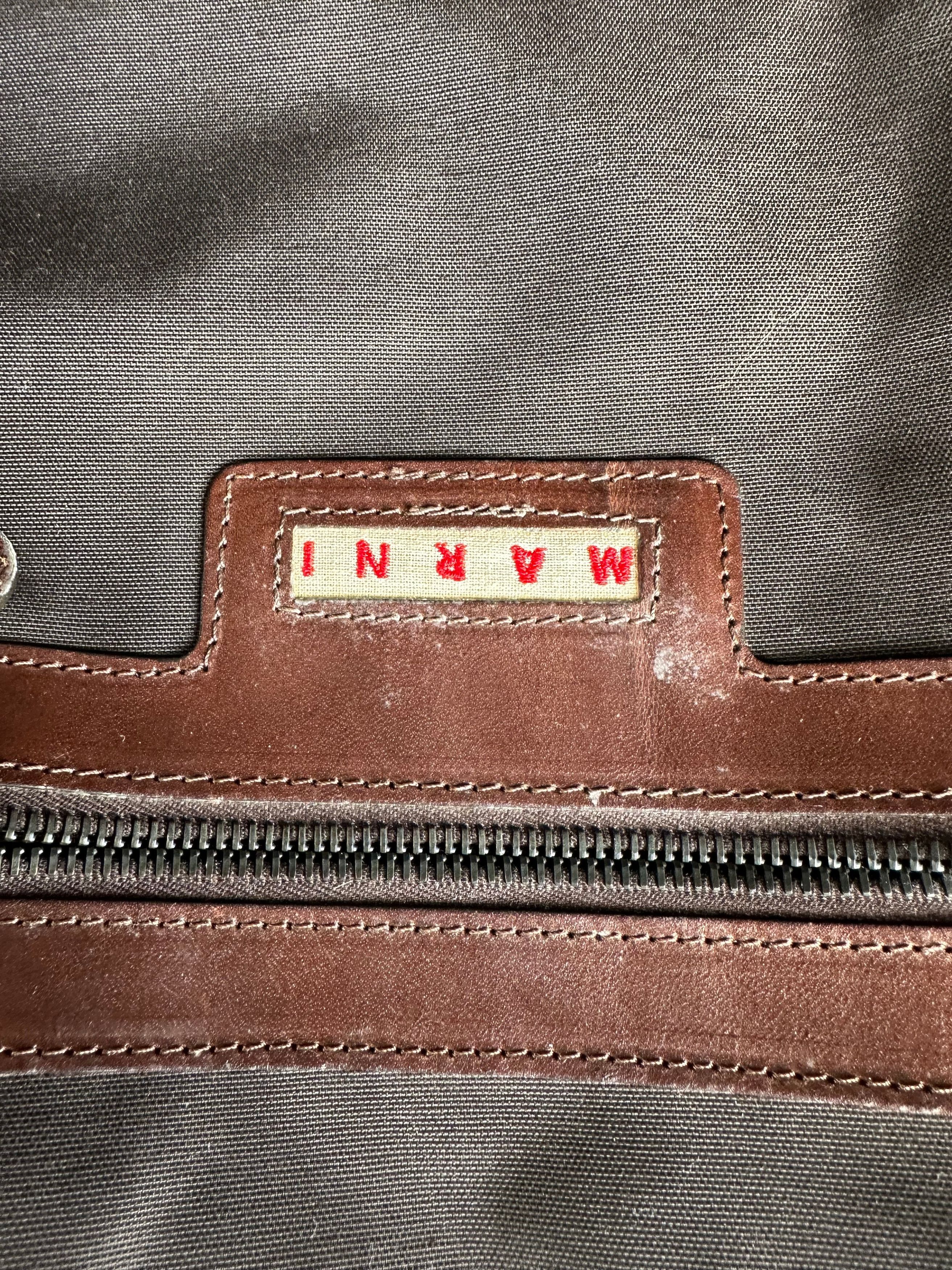 Marni Vintage Leather Handbag White Brown Size ONE SIZE - 6 Thumbnail