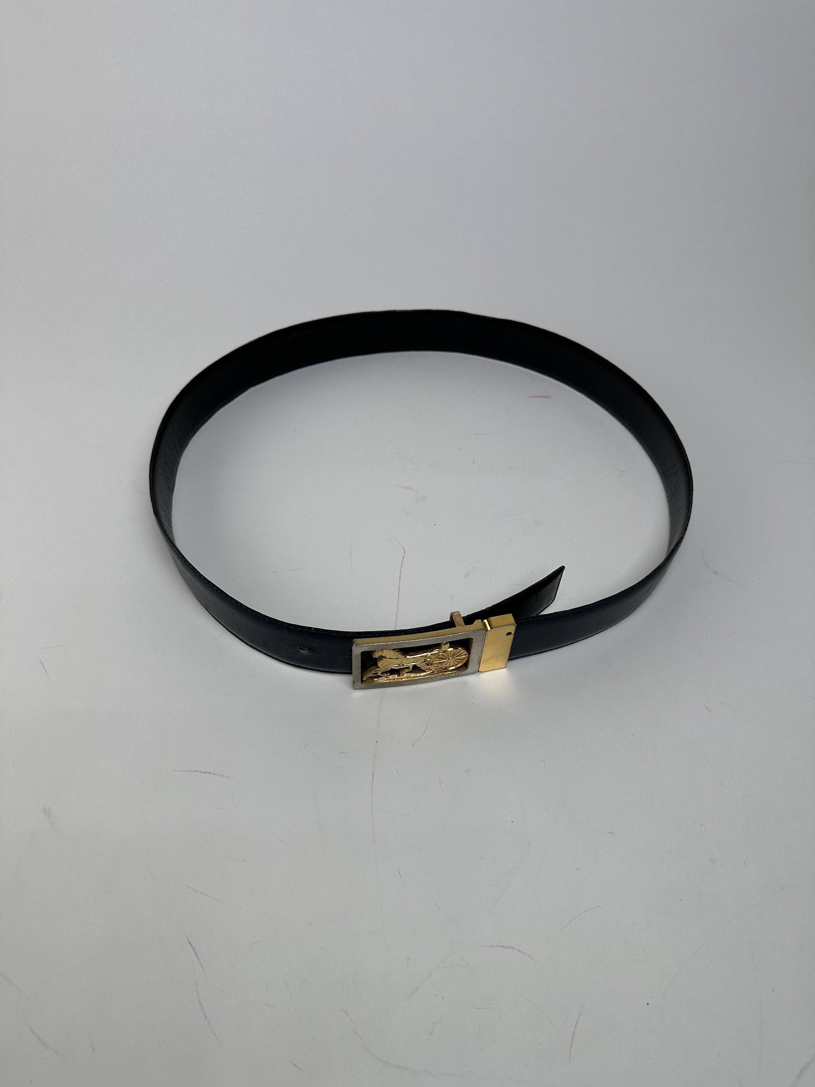 Celine Vintage Paris Snake Emblossed leather belt black Size ONE SIZE - 2 Thumbnail