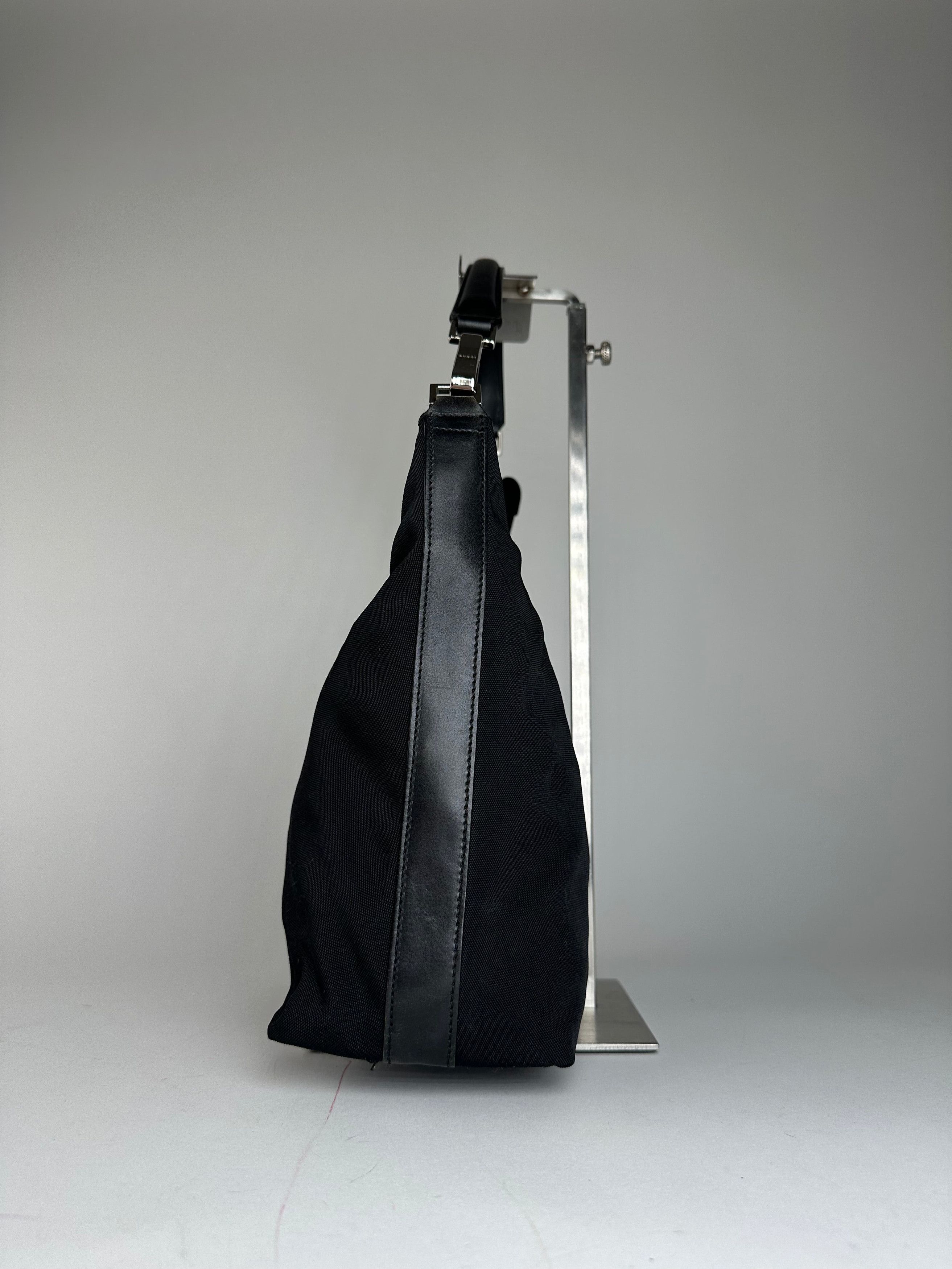 Gucci Vintage Canvas Leather Hobo Bag Black Size ONE SIZE - 8 Thumbnail
