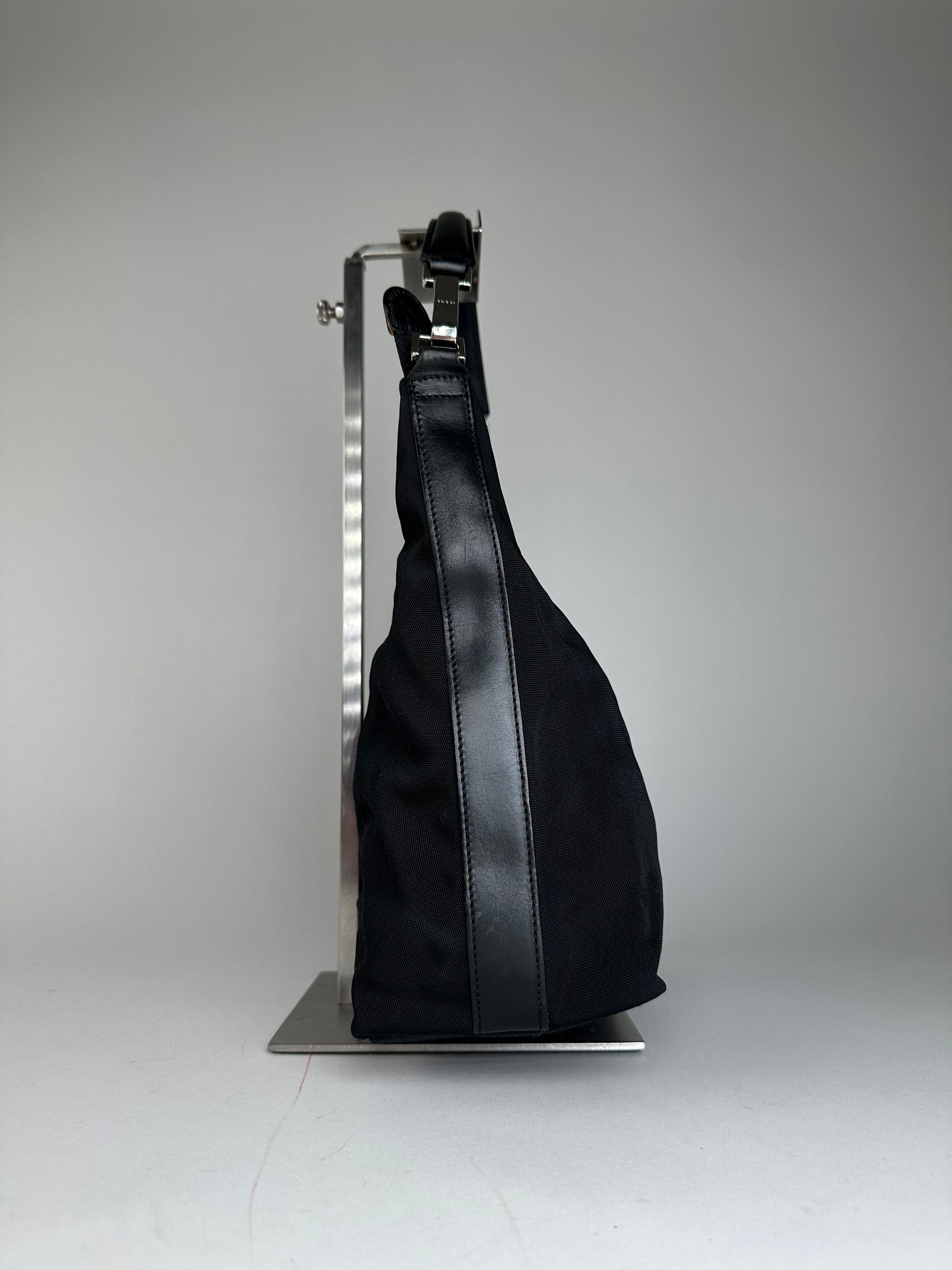 Gucci Vintage Canvas Leather Hobo Bag Black Size ONE SIZE - 6 Thumbnail