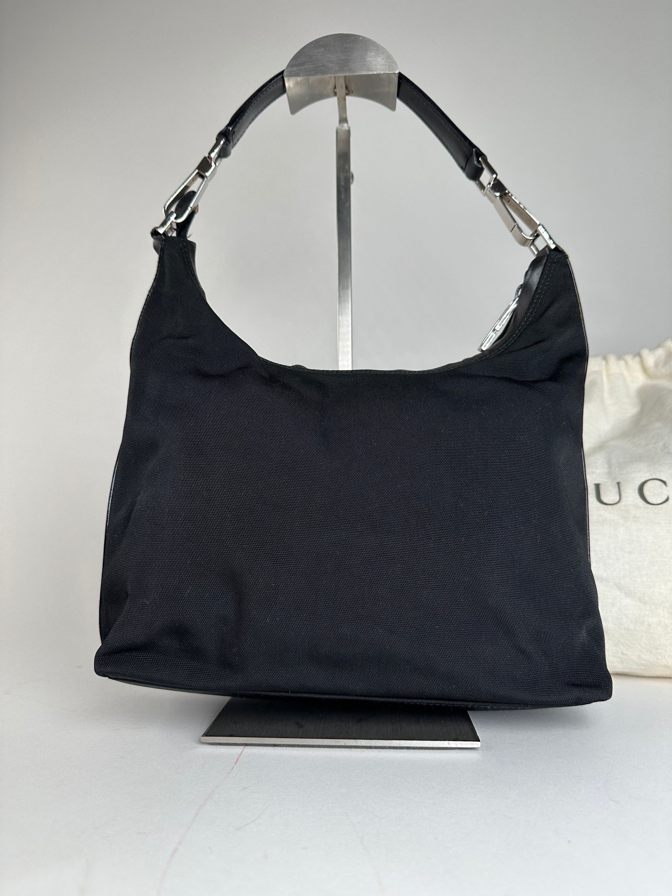 Gucci Vintage Canvas Leather Hobo Bag Black Size ONE SIZE - 11 Thumbnail