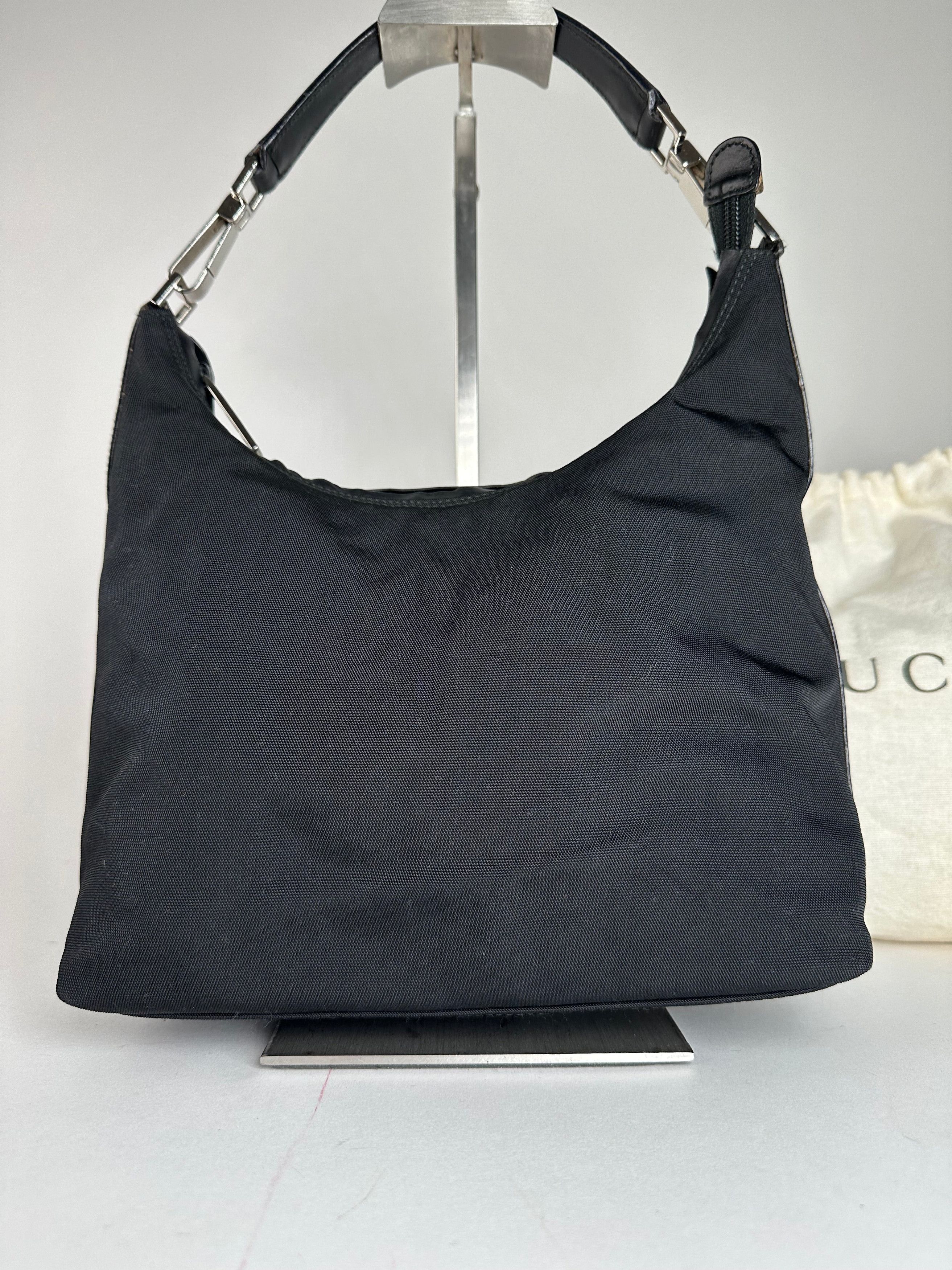 Gucci Vintage Canvas Leather Hobo Bag Black Size ONE SIZE - 10 Thumbnail