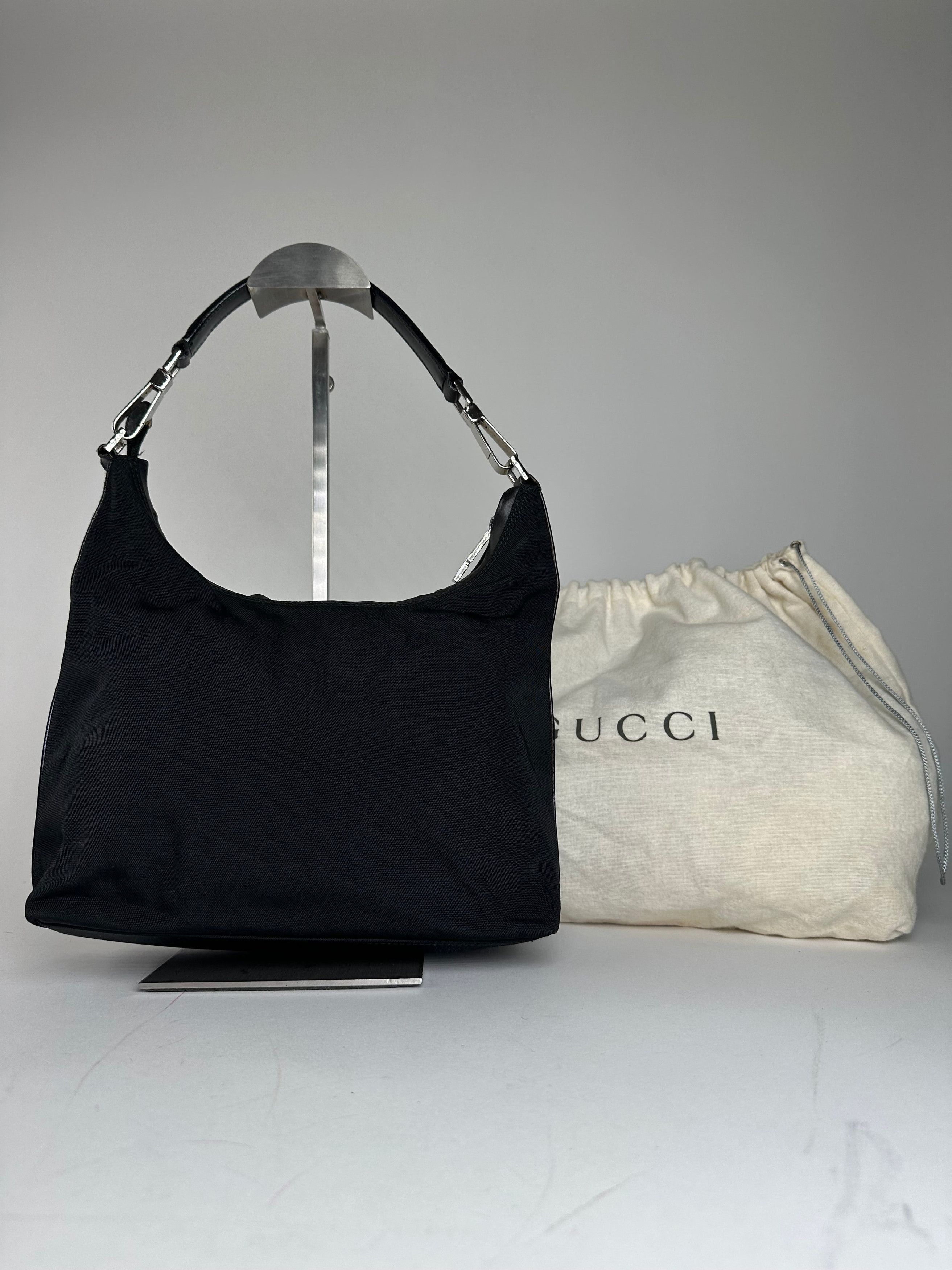 Gucci Vintage Canvas Leather Hobo Bag Black Size ONE SIZE - 2 Thumbnail