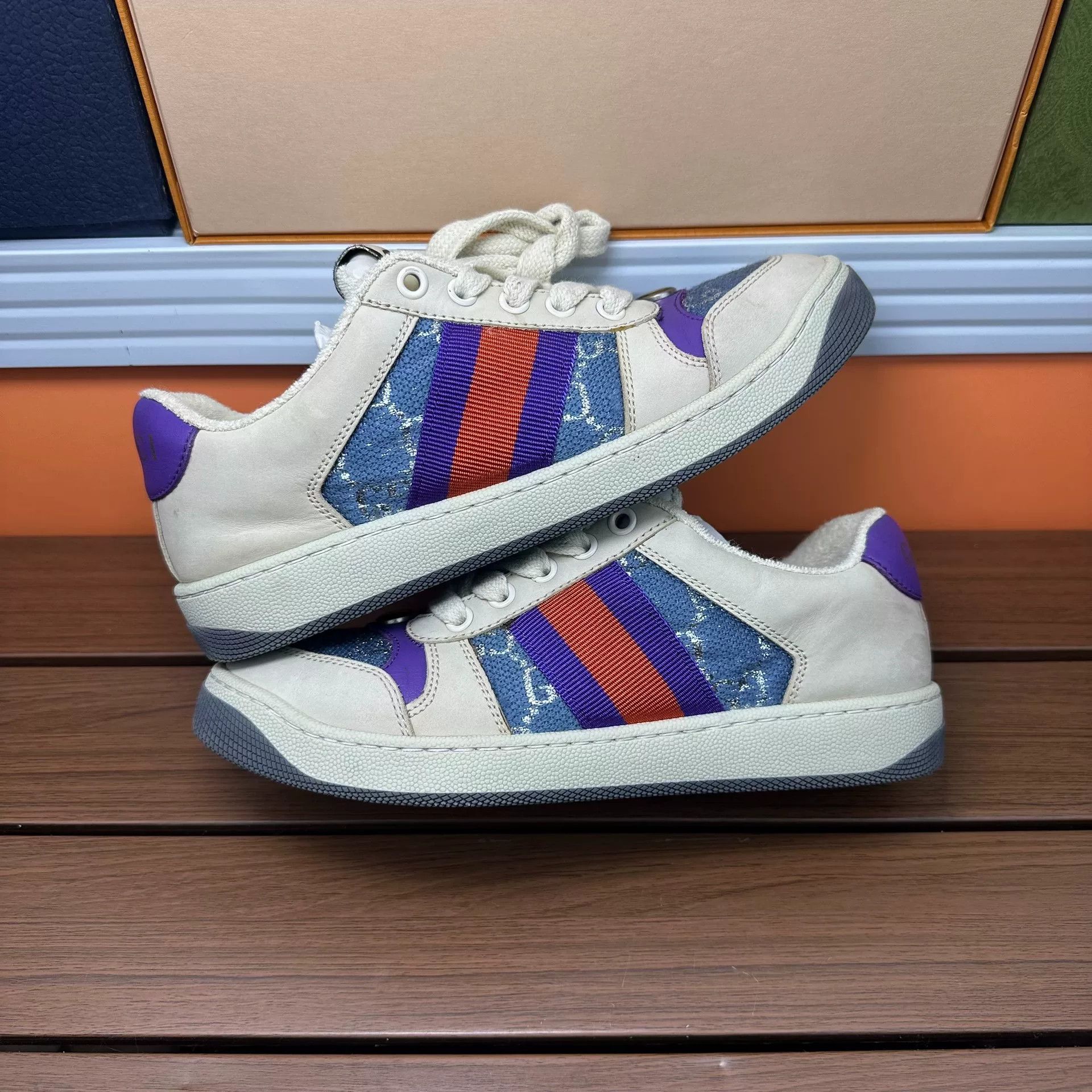 Gucci Gucci Leather Blue Lowtop Sneakers it_35 Women Size US 5 / IT 35 - 2 Thumbnail