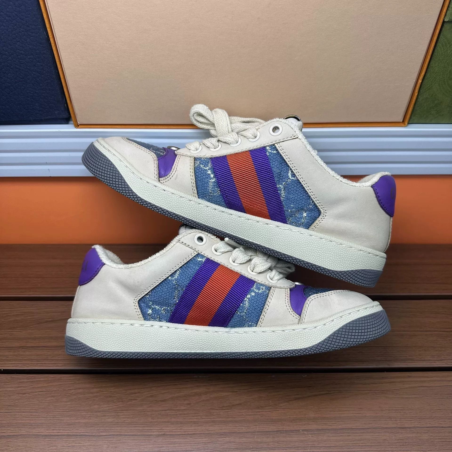 Gucci Gucci Leather Blue Lowtop Sneakers it_35 Women Size US 5 / IT 35 - 3 Thumbnail