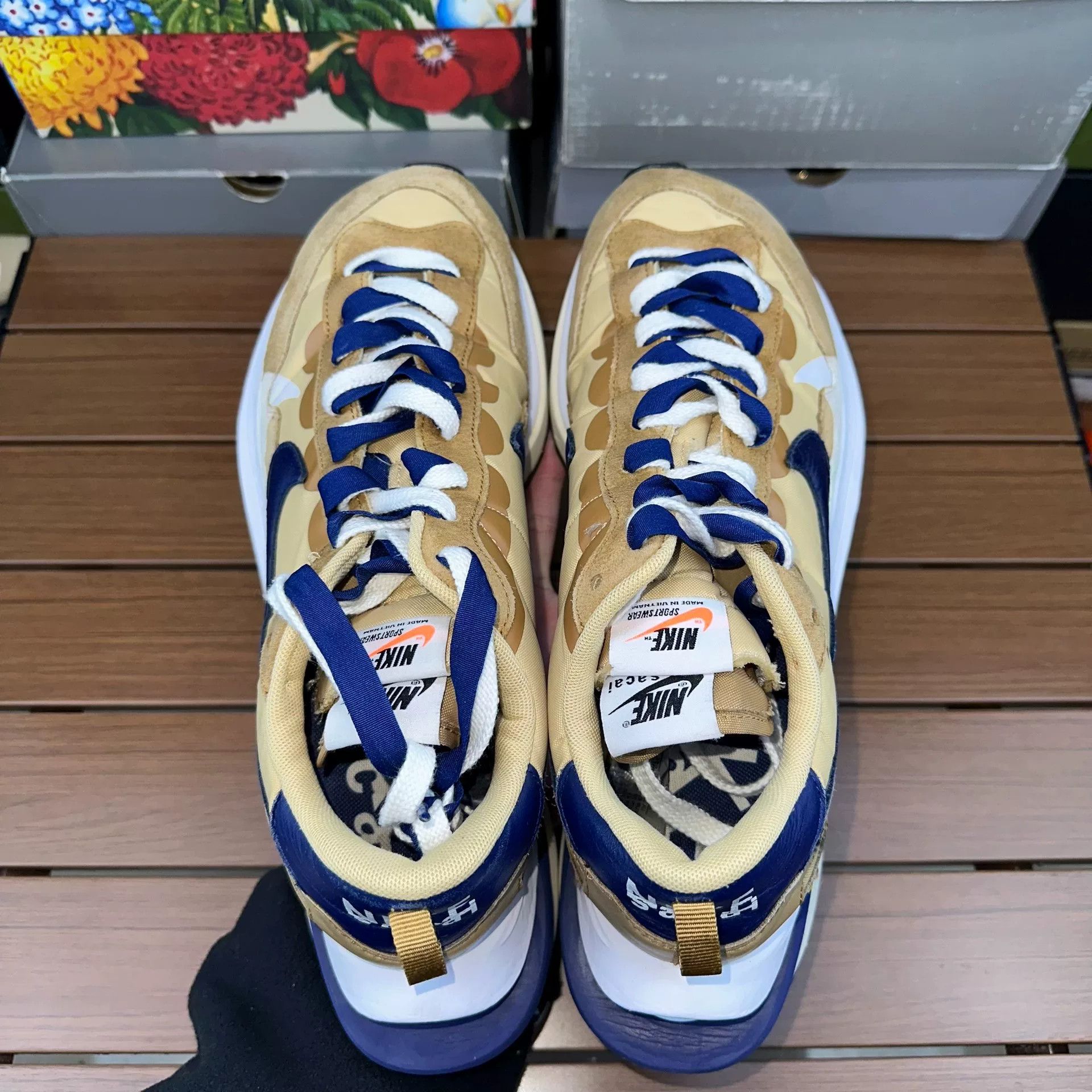 Sacai Sacai Collab Beige Lowtop Sneakers 12 Men Size US 12 / EU 45 - 4 Thumbnail