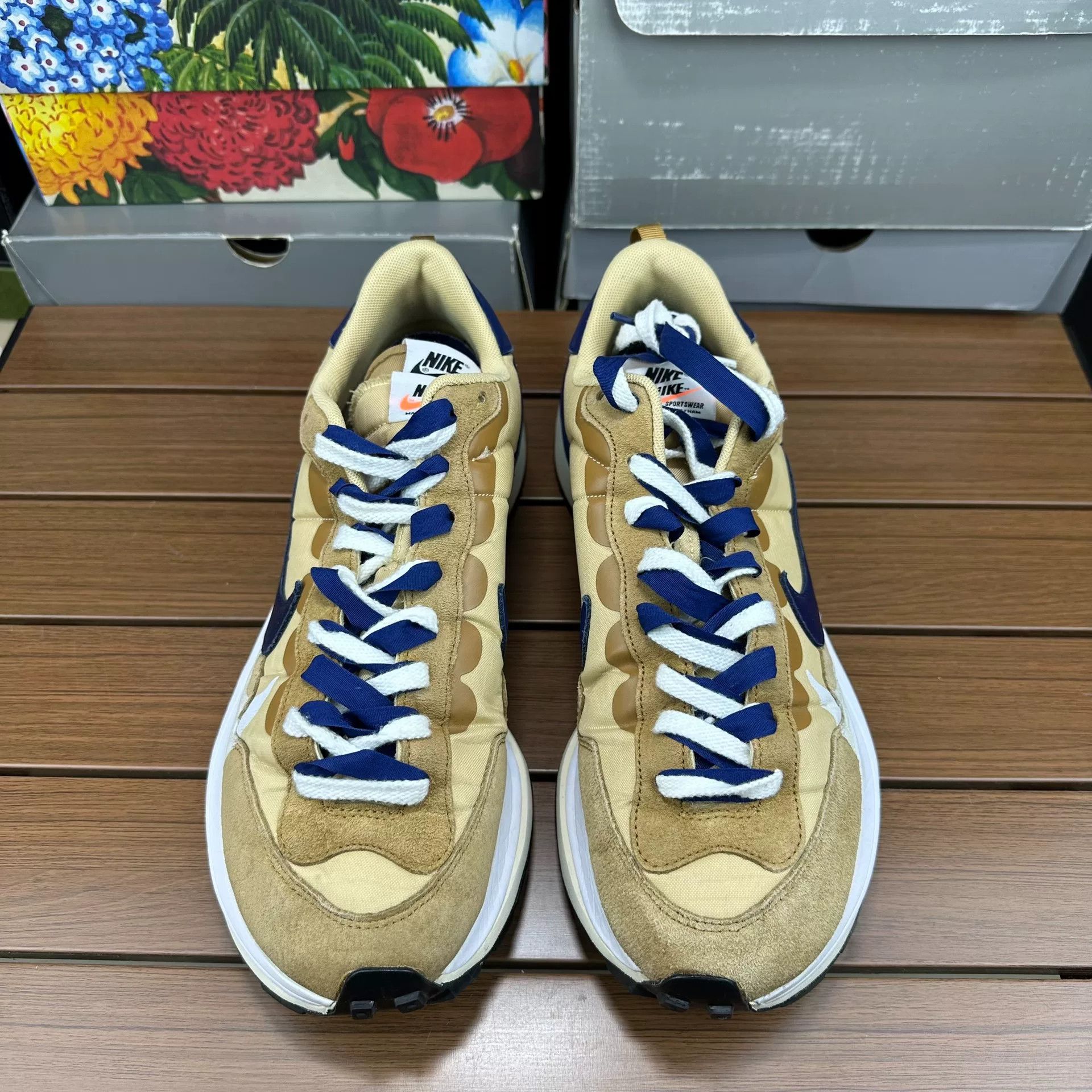 Sacai Sacai Collab Beige Lowtop Sneakers 12 Men Size US 12 / EU 45 - 6 Thumbnail