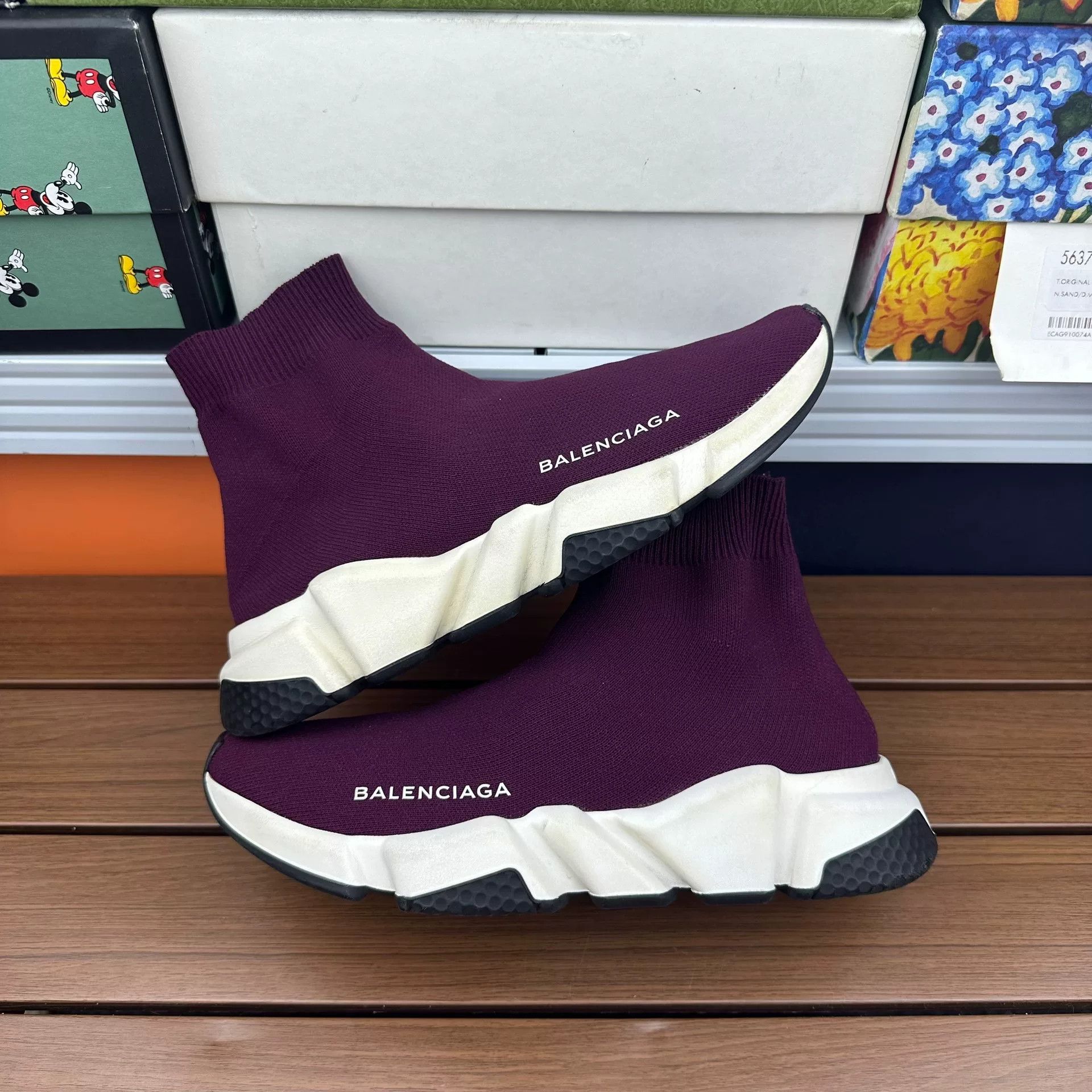 Balenciaga Balenciaga Purple Hitop Sneakers it_38 Women Size US 8 / IT 38 - 2 Thumbnail