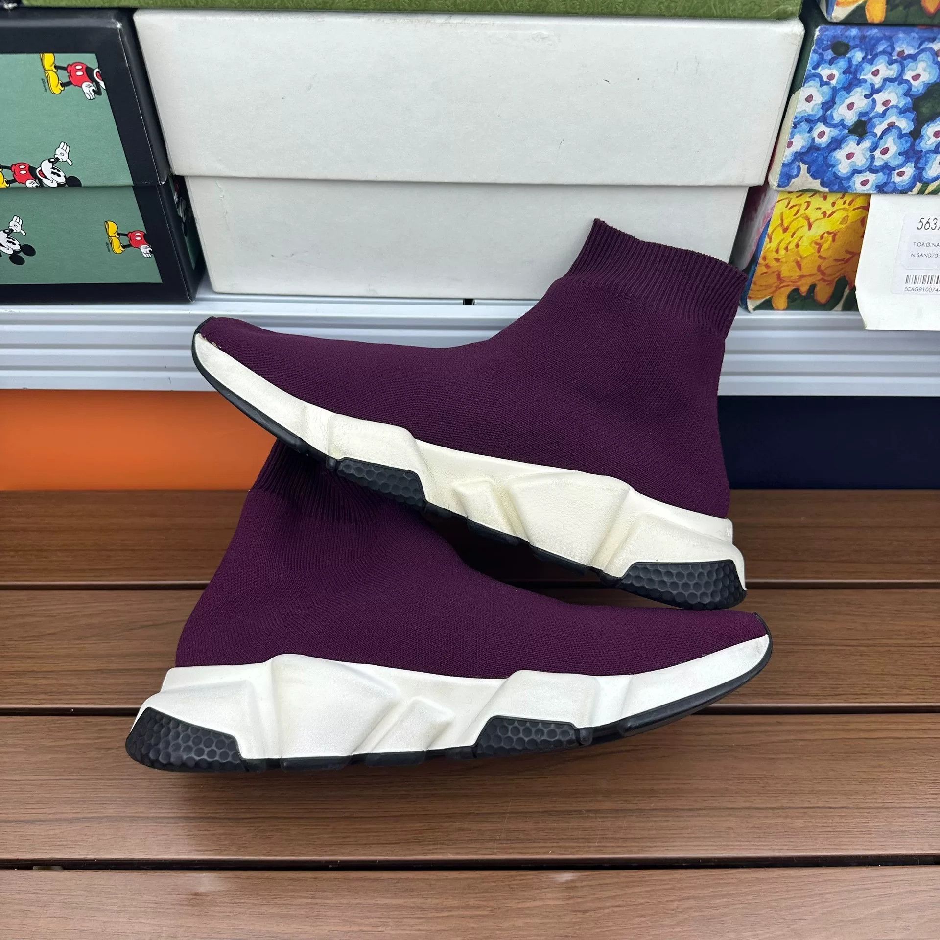 Balenciaga Balenciaga Purple Hitop Sneakers it_38 Women Size US 8 / IT 38 - 3 Thumbnail