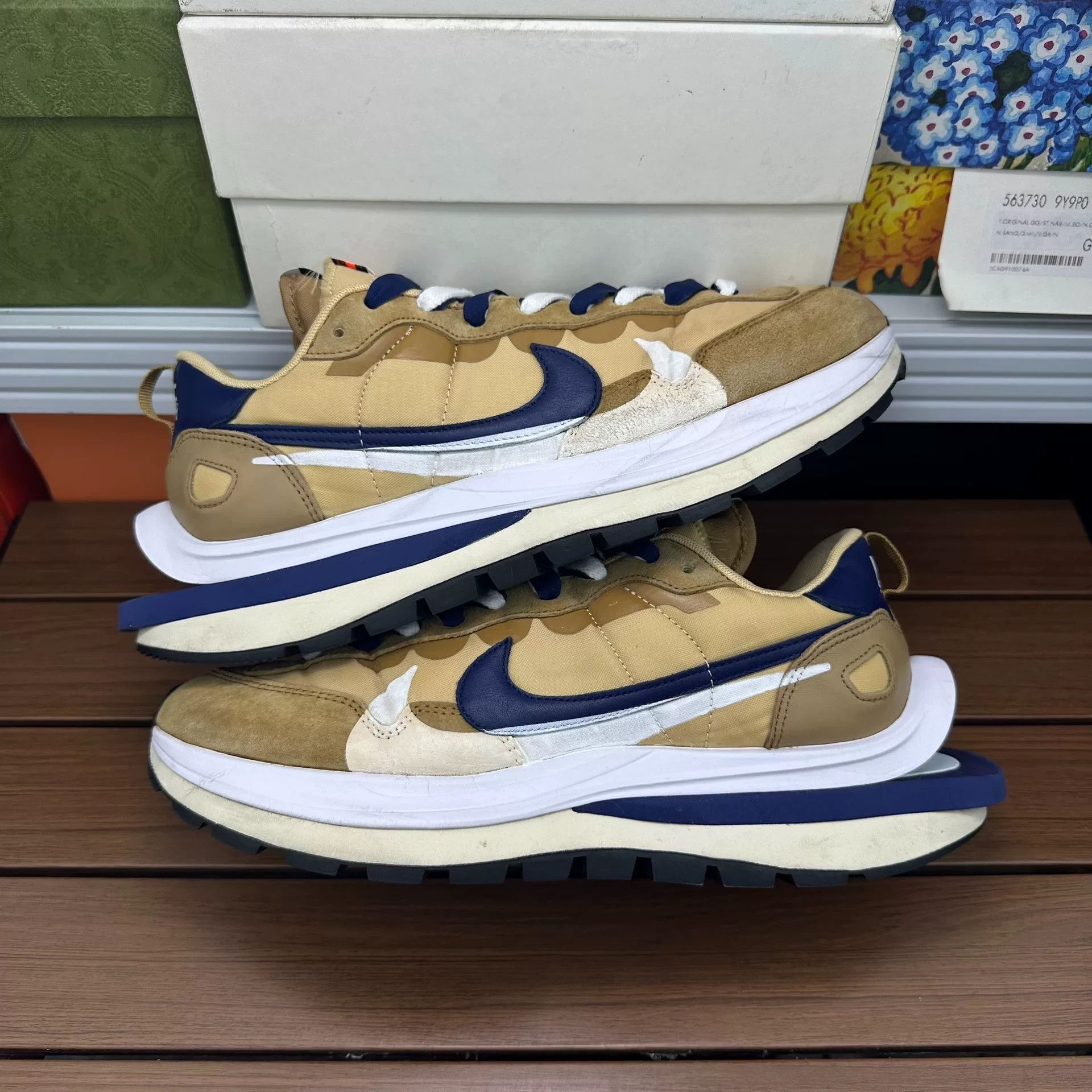 Sacai Sacai Collab Beige Lowtop Sneakers 12 Men Size US 12 / EU 45 - 2 Thumbnail