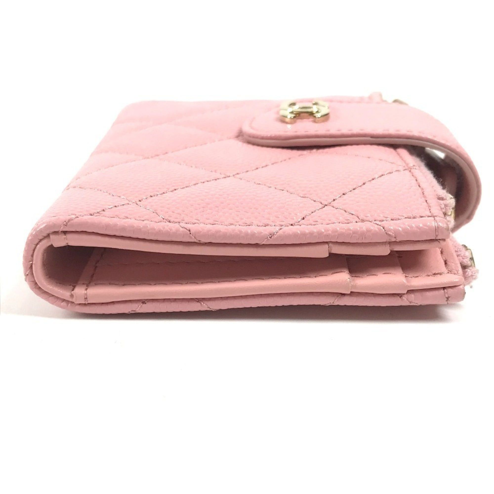 Chanel CHANEL AP1928 CC Coco Mark Logo Quilted Matelassé Double Zip Business Card Holder/Card Case Compact Wallet Holder Pass Coin Purse Wallet/Coin Caviar Leather Men's Women's Pink Size ONE SIZE - 4 Thumbnail
