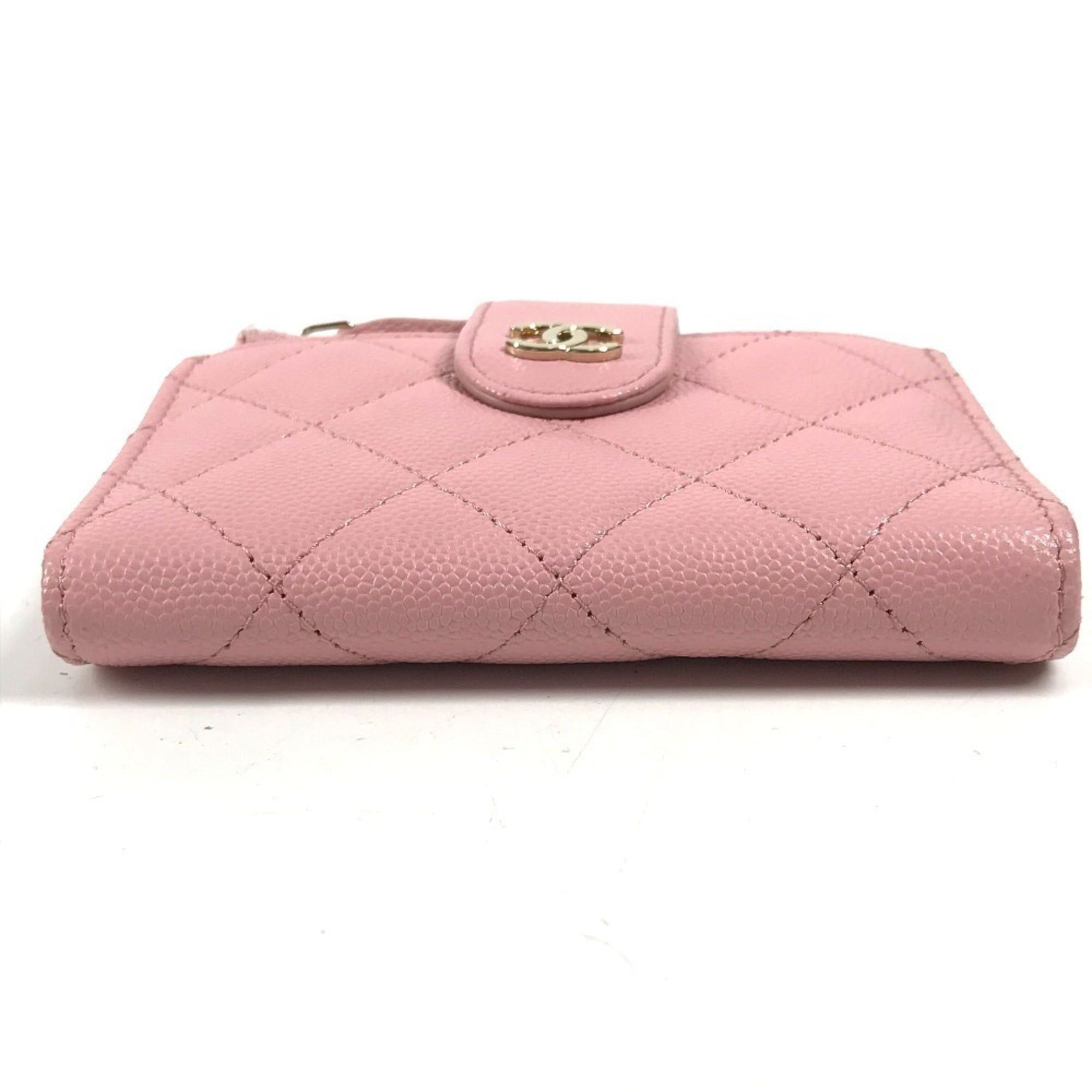 Chanel CHANEL AP1928 CC Coco Mark Logo Quilted Matelassé Double Zip Business Card Holder/Card Case Compact Wallet Holder Pass Coin Purse Wallet/Coin Caviar Leather Men's Women's Pink Size ONE SIZE - 5 Thumbnail
