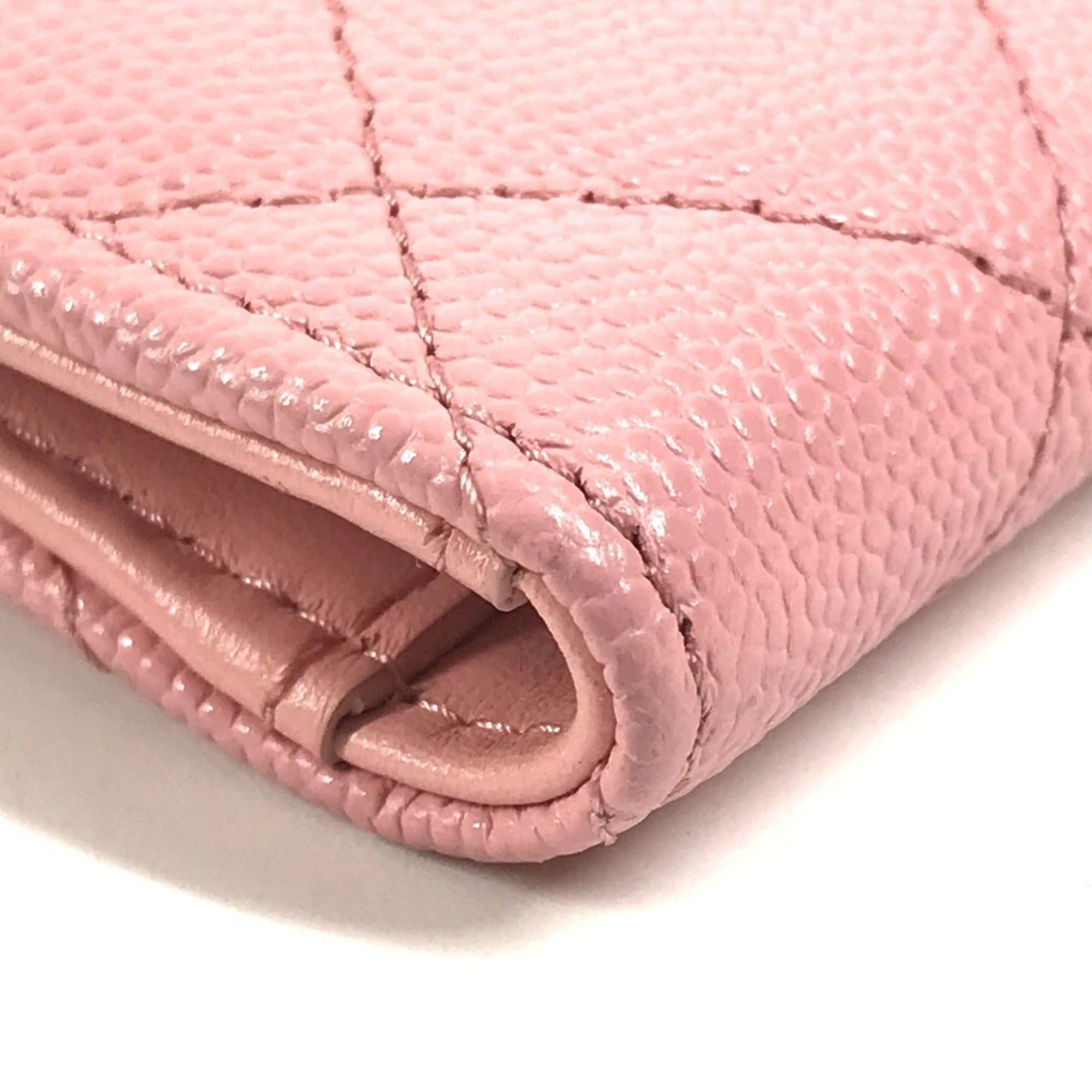 Chanel CHANEL AP1928 CC Coco Mark Logo Quilted Matelassé Double Zip Business Card Holder/Card Case Compact Wallet Holder Pass Coin Purse Wallet/Coin Caviar Leather Men's Women's Pink Size ONE SIZE - 7 Thumbnail