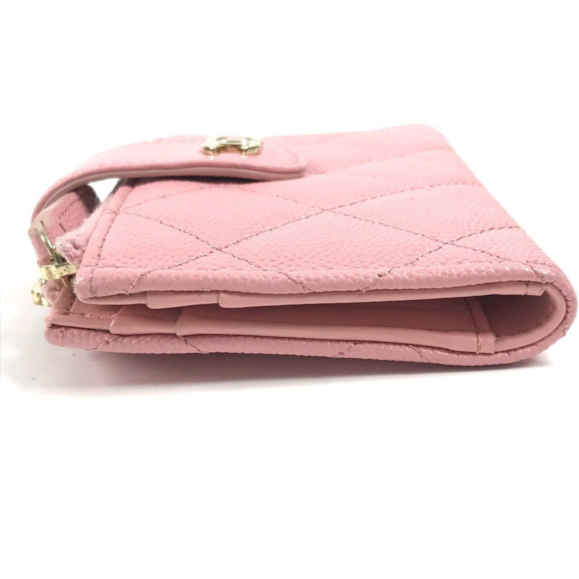 Chanel CHANEL AP1928 CC Coco Mark Logo Quilted Matelassé Double Zip Business Card Holder/Card Case Compact Wallet Holder Pass Coin Purse Wallet/Coin Caviar Leather Men's Women's Pink Size ONE SIZE - 3 Thumbnail