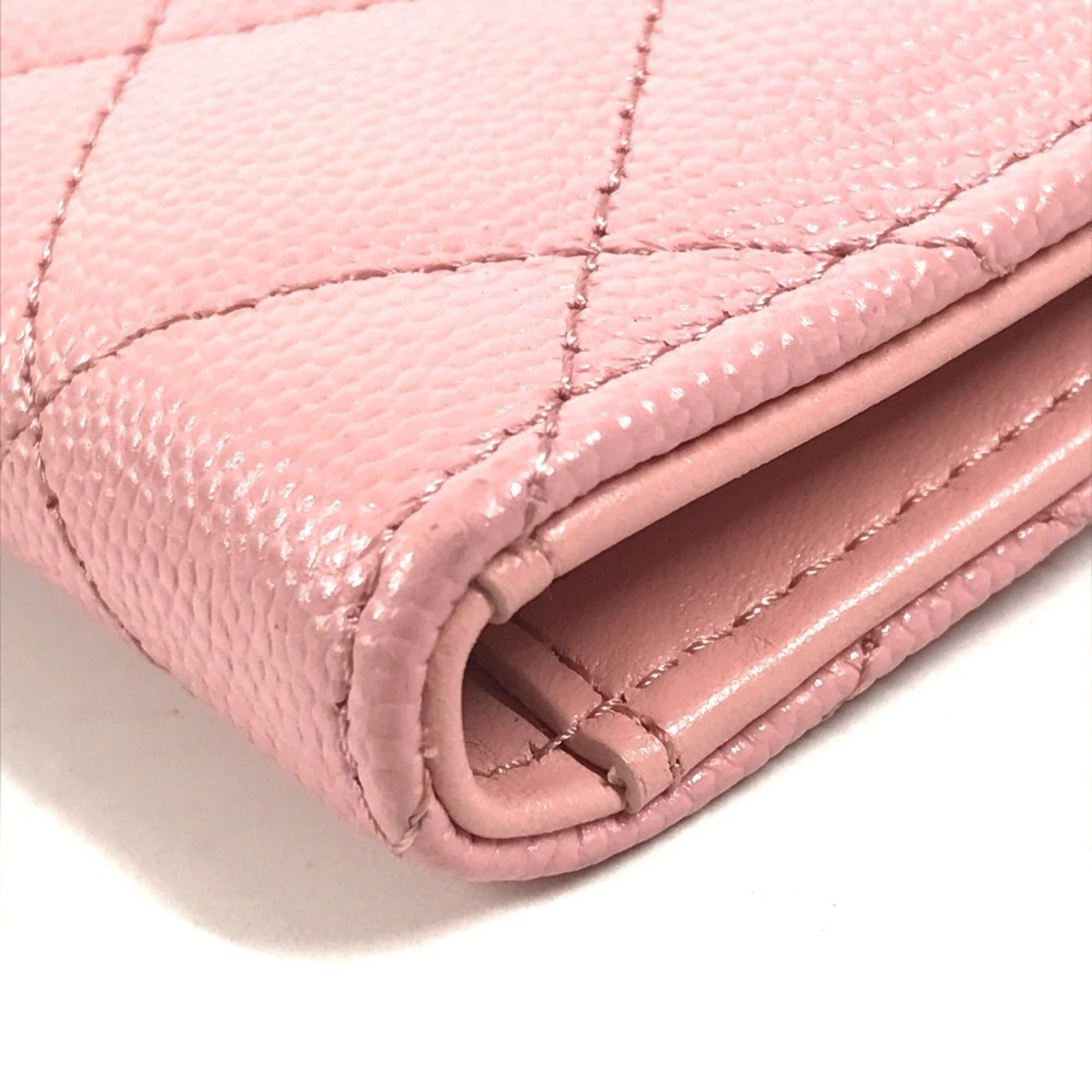 Chanel CHANEL AP1928 CC Coco Mark Logo Quilted Matelassé Double Zip Business Card Holder/Card Case Compact Wallet Holder Pass Coin Purse Wallet/Coin Caviar Leather Men's Women's Pink Size ONE SIZE - 6 Thumbnail