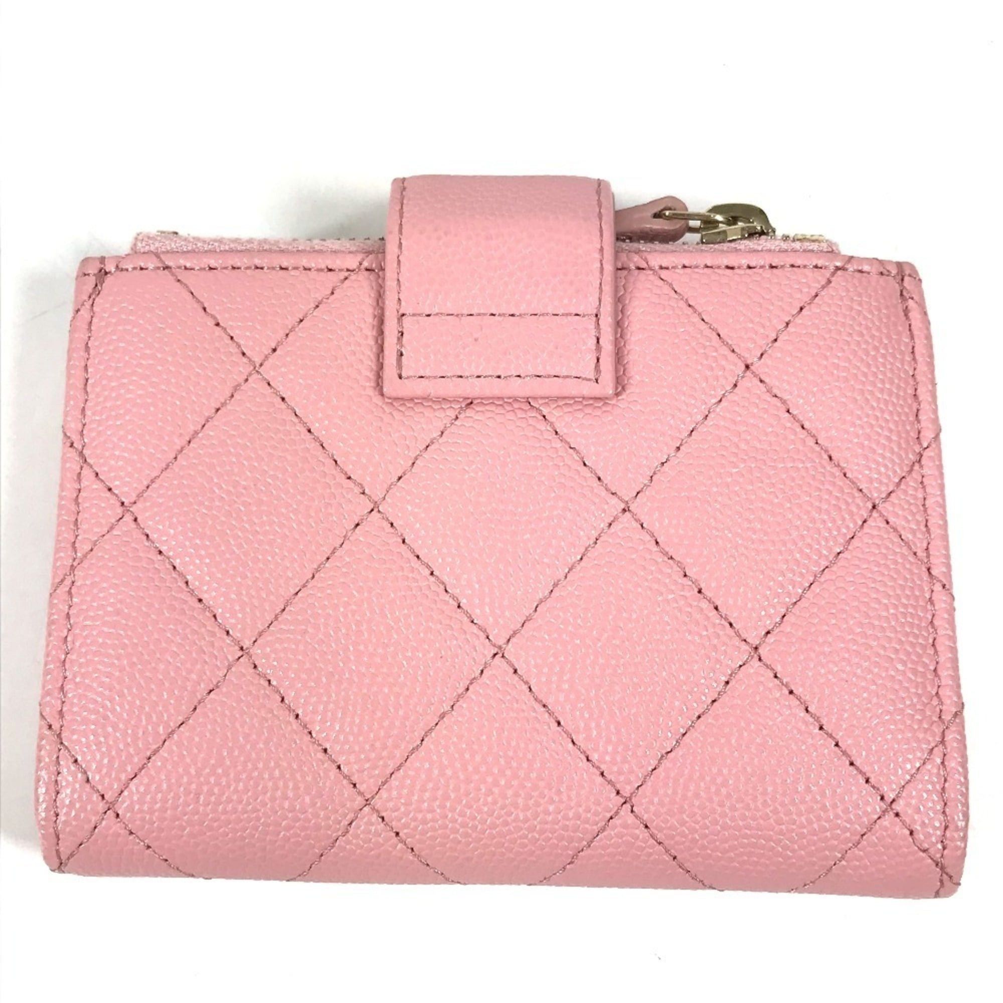 Chanel CHANEL AP1928 CC Coco Mark Logo Quilted Matelassé Double Zip Business Card Holder/Card Case Compact Wallet Holder Pass Coin Purse Wallet/Coin Caviar Leather Men's Women's Pink Size ONE SIZE - 2 Thumbnail