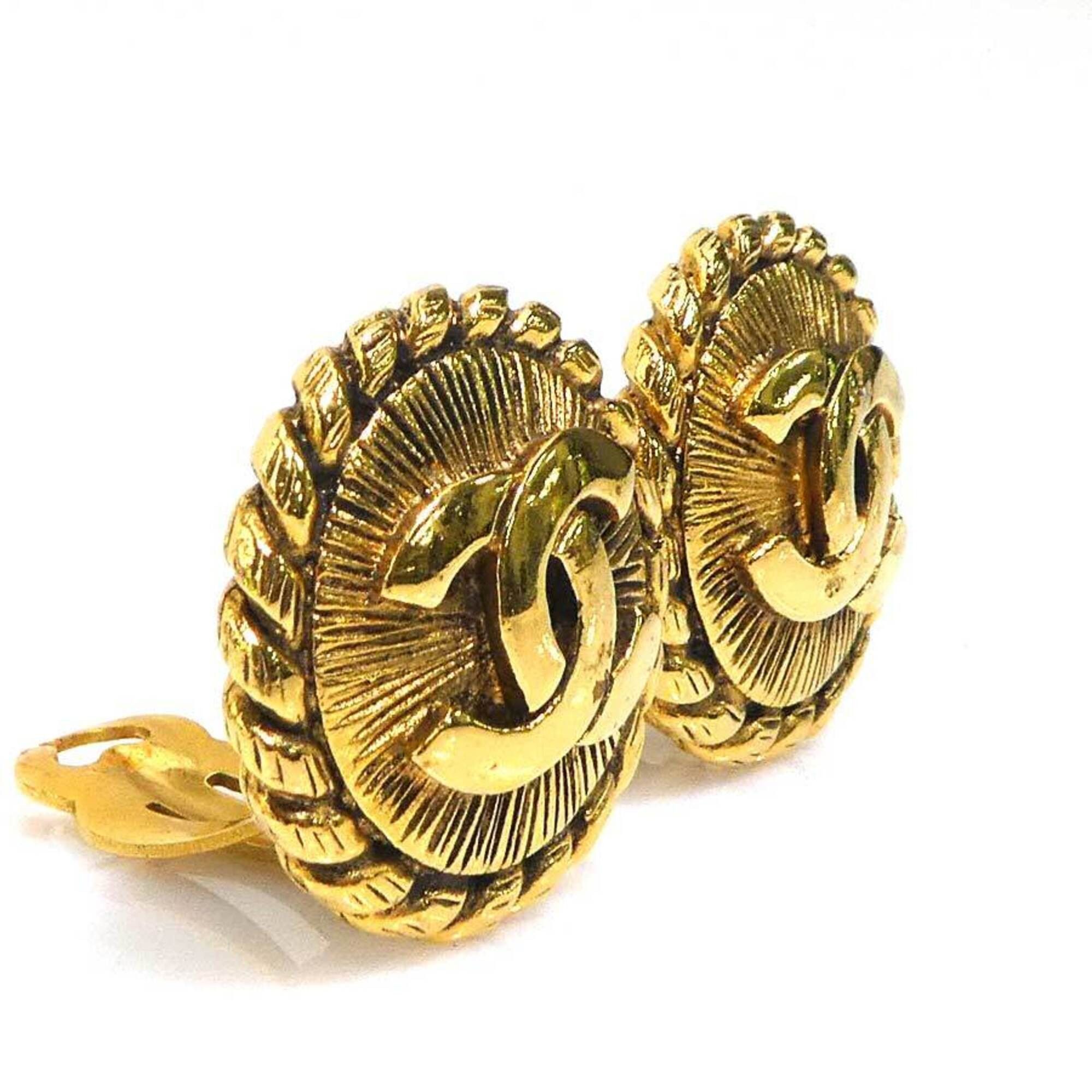 Chanel Chanel earrings, Coco Mark design, metal, gold, women's, e61751i Size ONE SIZE - 2 Thumbnail