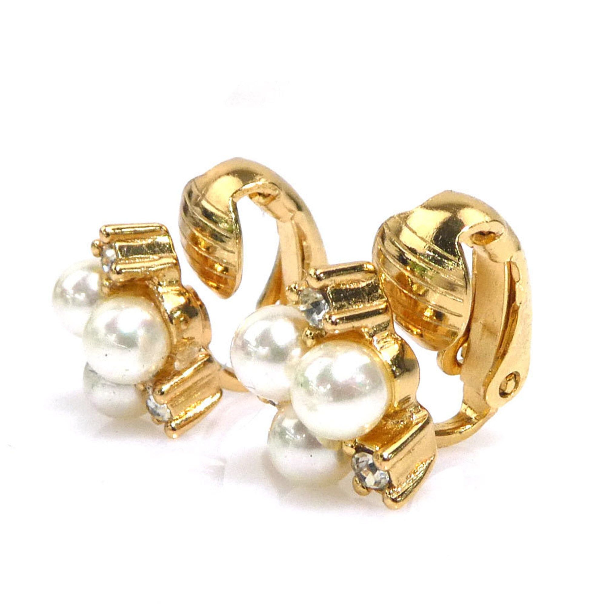 Dior Christian Dior Earrings, Metal, Gold, White, Women's, 56687a Size ONE SIZE - 3 Thumbnail