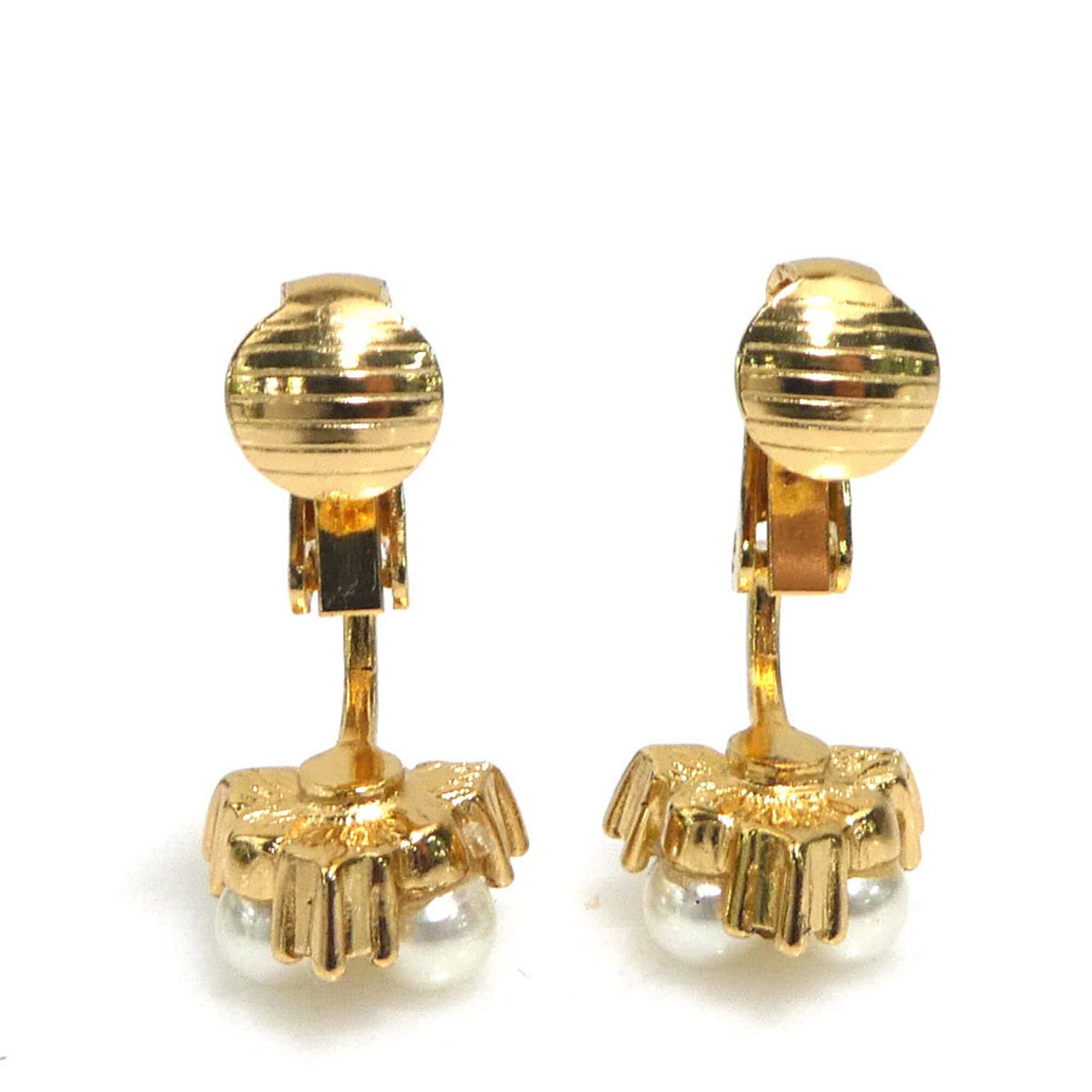 Dior Christian Dior Earrings, Metal, Gold, White, Women's, 56687a Size ONE SIZE - 6 Thumbnail