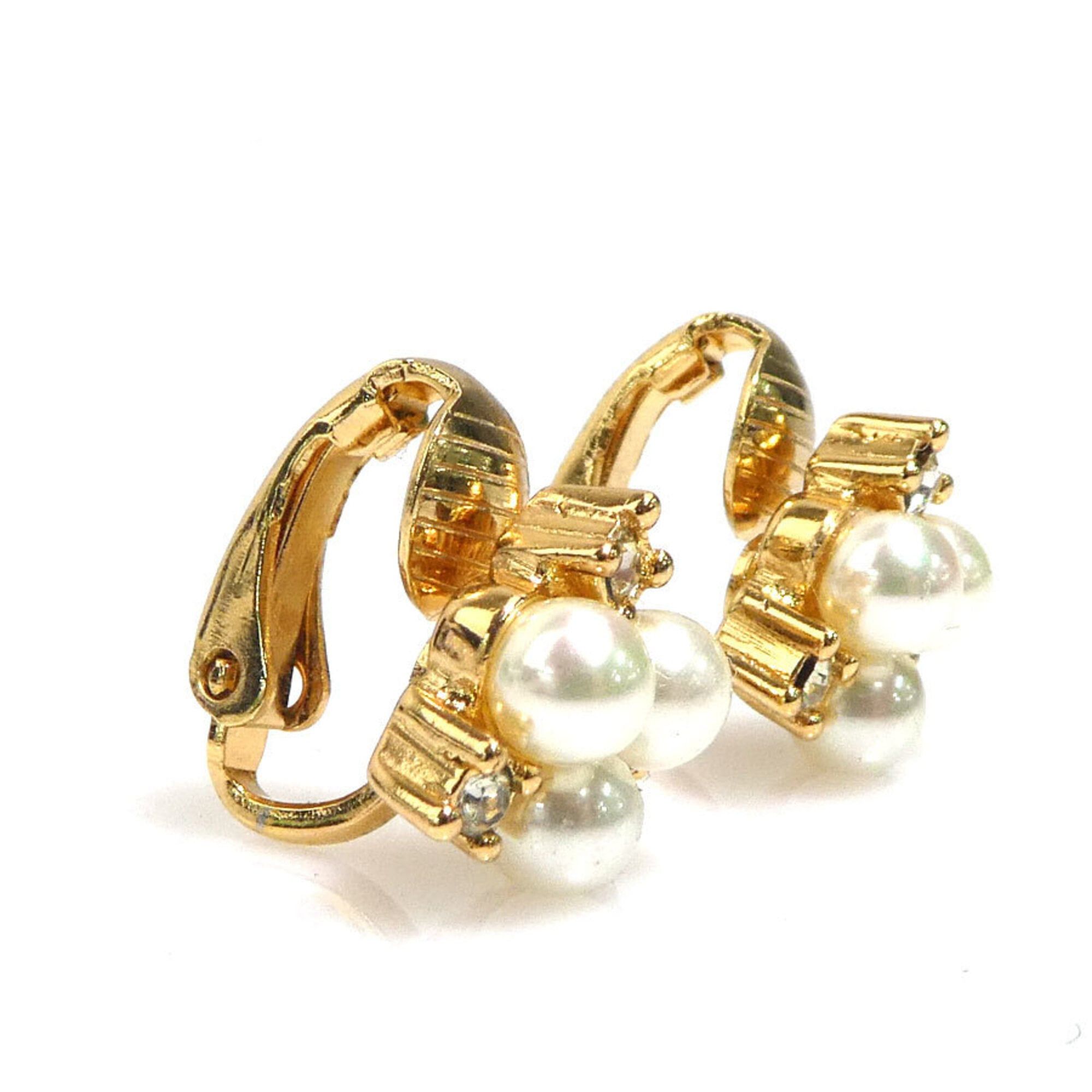 Dior Christian Dior Earrings, Metal, Gold, White, Women's, 56687a Size ONE SIZE - 2 Thumbnail