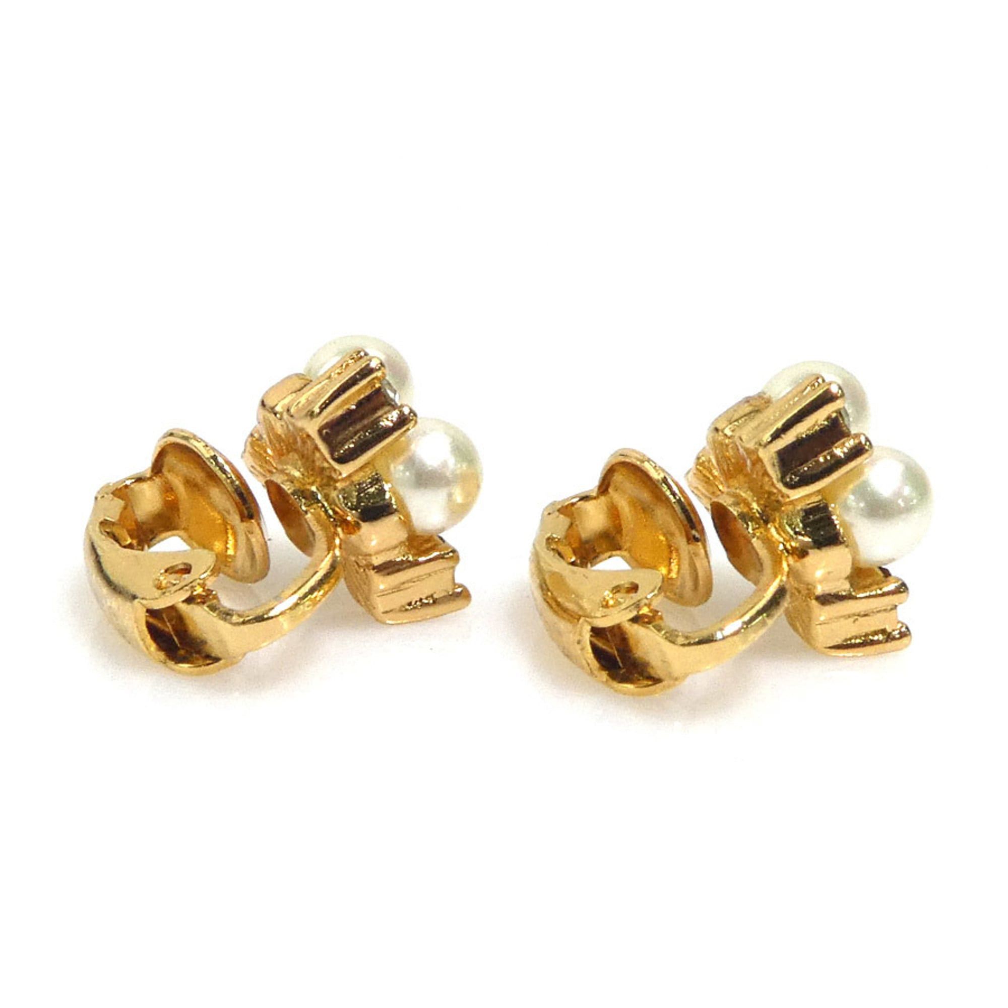Dior Christian Dior Earrings, Metal, Gold, White, Women's, 56687a Size ONE SIZE - 4 Thumbnail