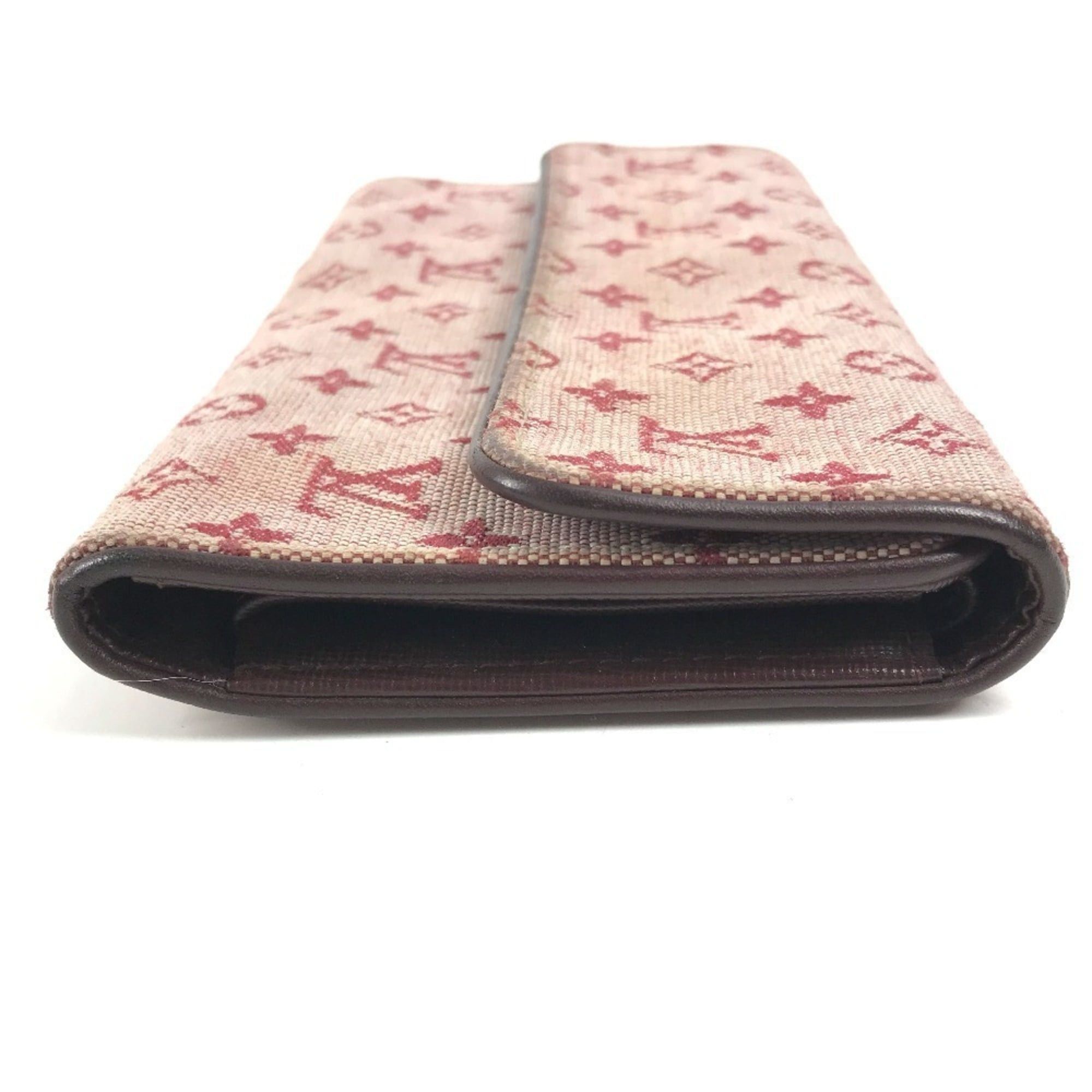 Louis Vuitton LOUIS VUITTON M92244 Monogram Mini Portefeuille Tresor International Long Wallet Flap Canvas Men's Women's Cherry Red Size ONE SIZE - 3 Thumbnail