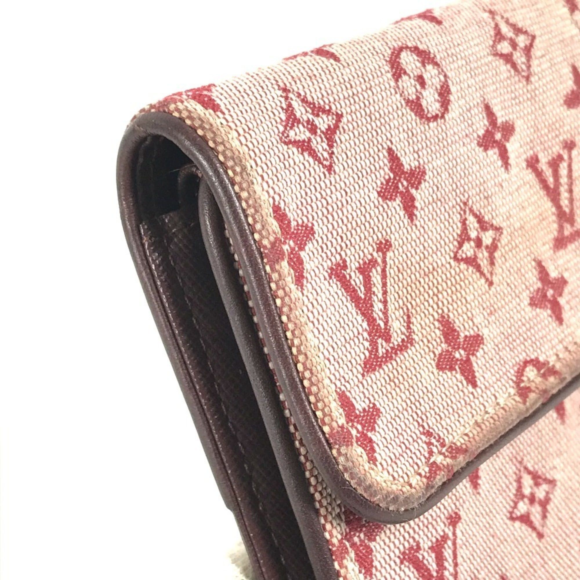 Louis Vuitton LOUIS VUITTON M92244 Monogram Mini Portefeuille Tresor International Long Wallet Flap Canvas Men's Women's Cherry Red Size ONE SIZE - 8 Thumbnail