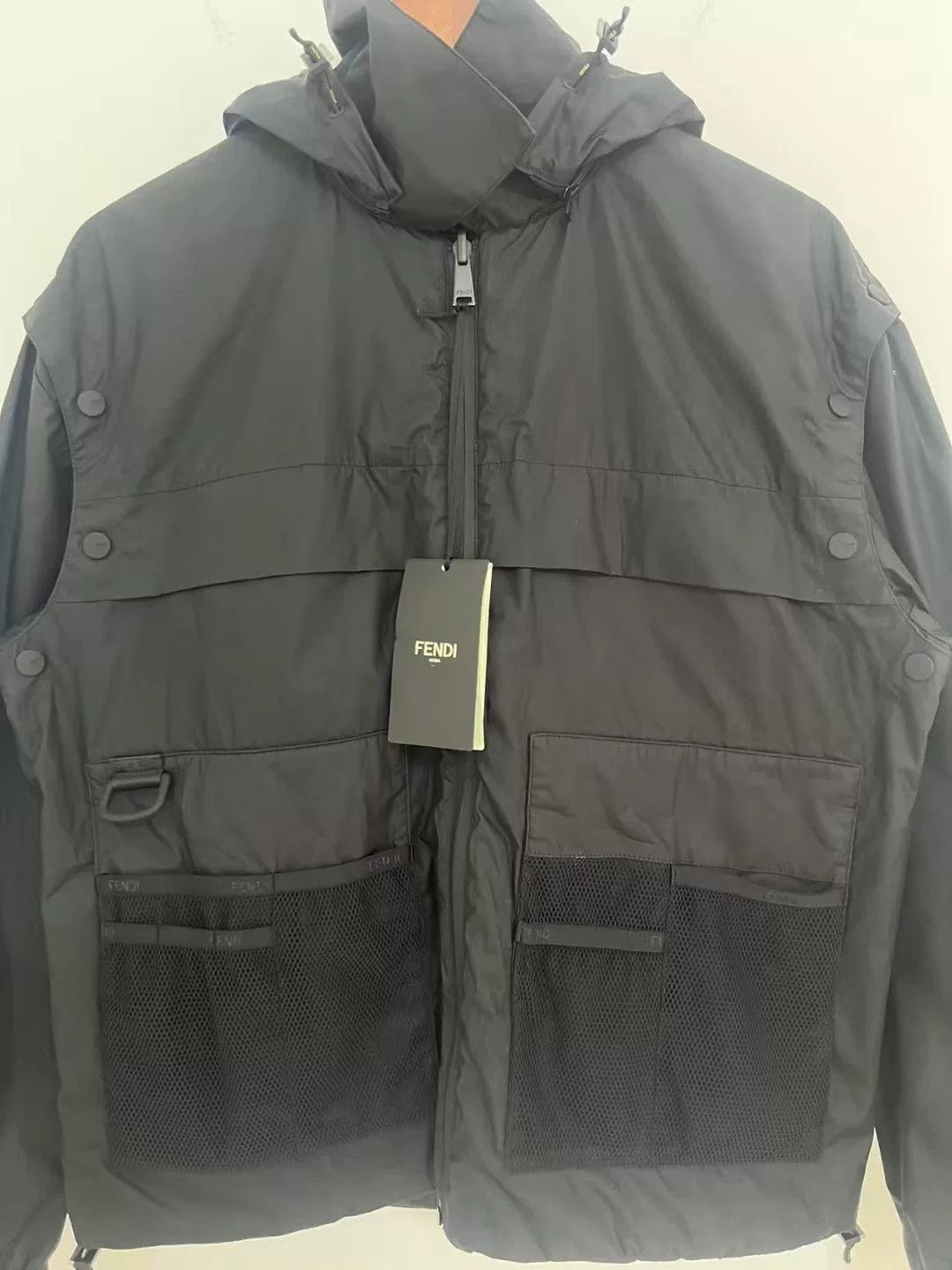 Fendi Fendi Black Full Logo Hooded Jacket Size US S / EU 44-46 / 1 - 2 Thumbnail