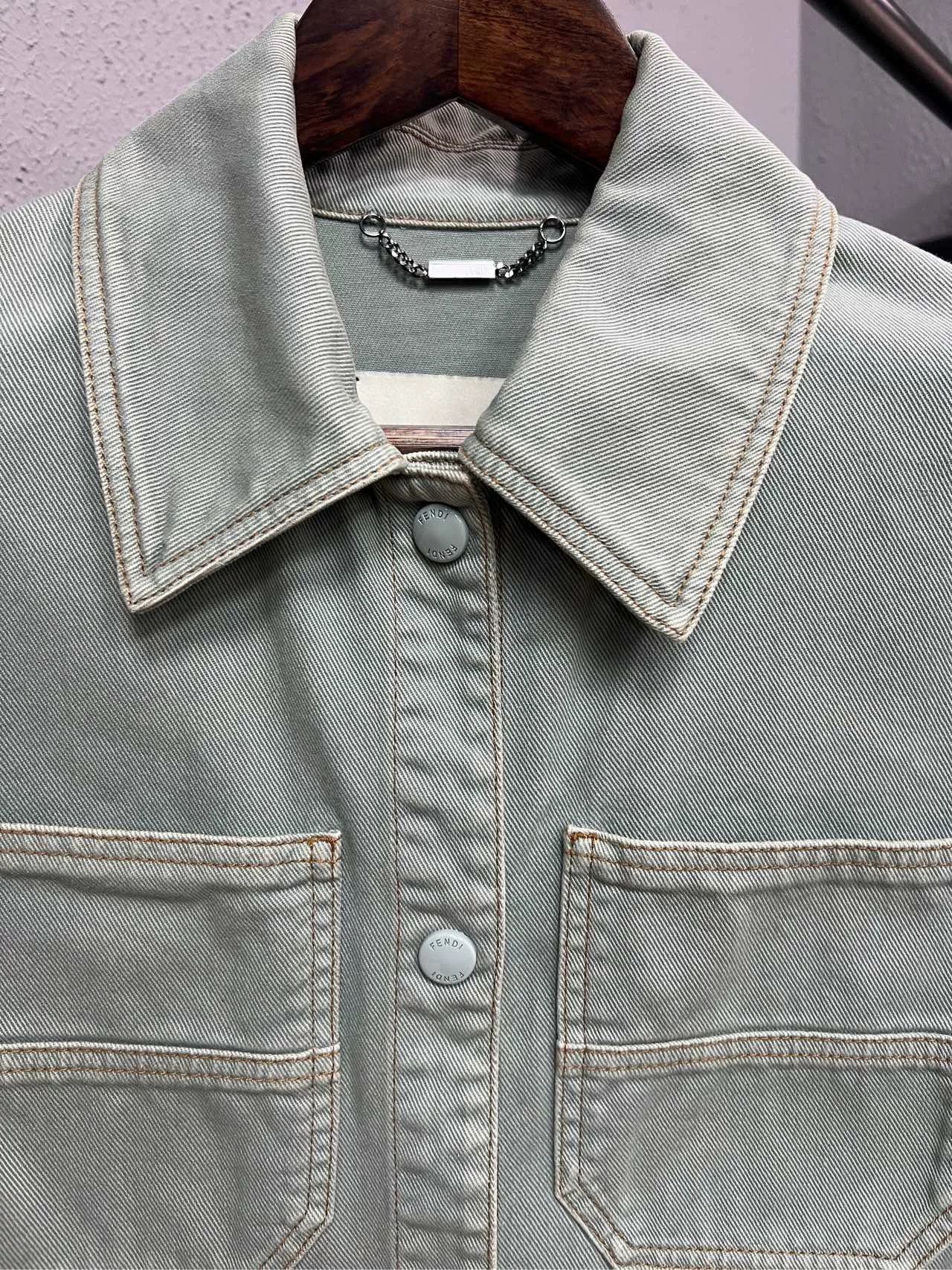 Fendi Fendi Washed Leather Patch Denim Jacket Size XS / US 0-2 / IT 36-38 - 3 Thumbnail
