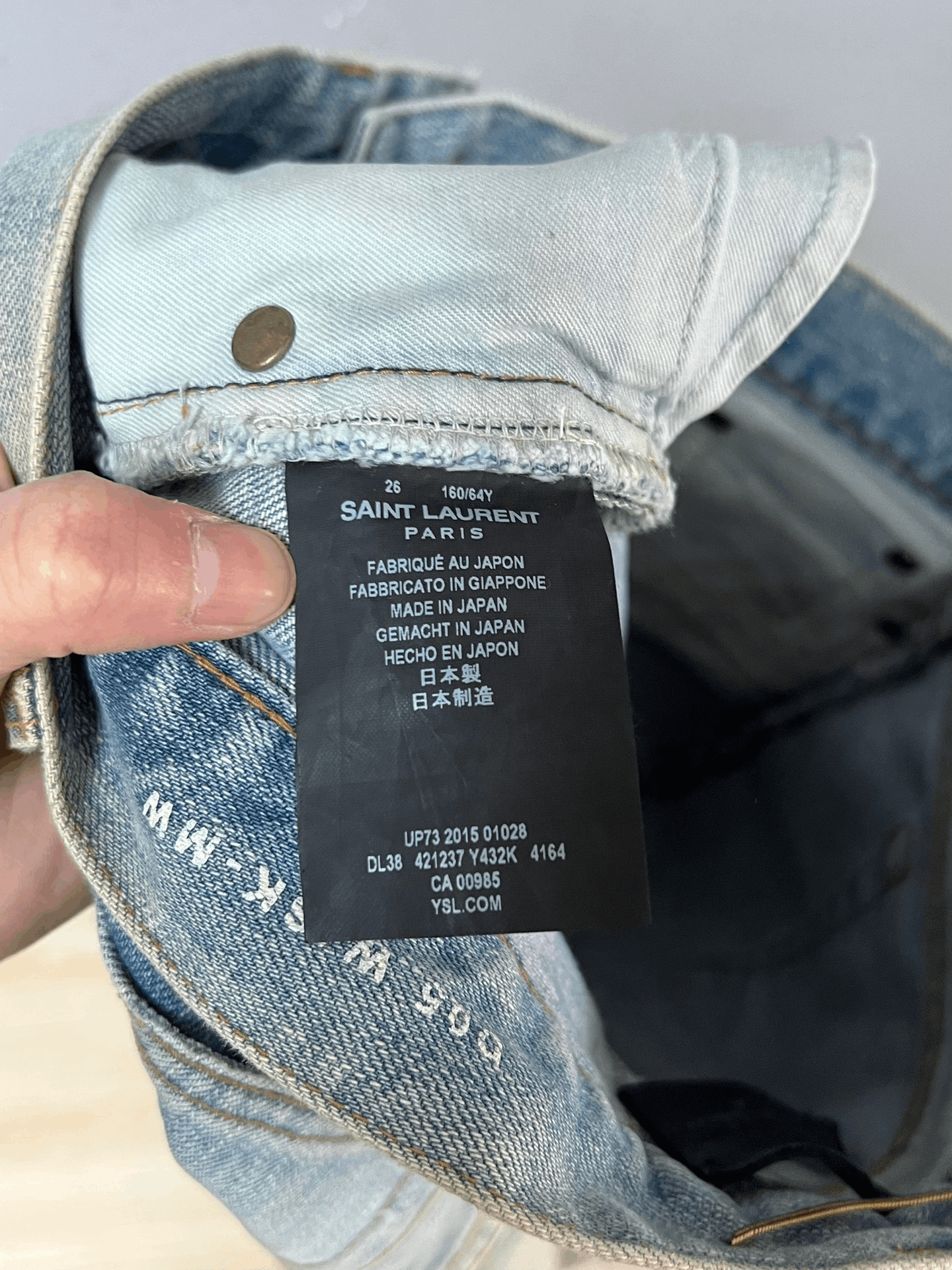 Saint Laurent Paris SLP Distressed Washed Jeans Size 26" / US 2 / IT 38 - 3 Thumbnail