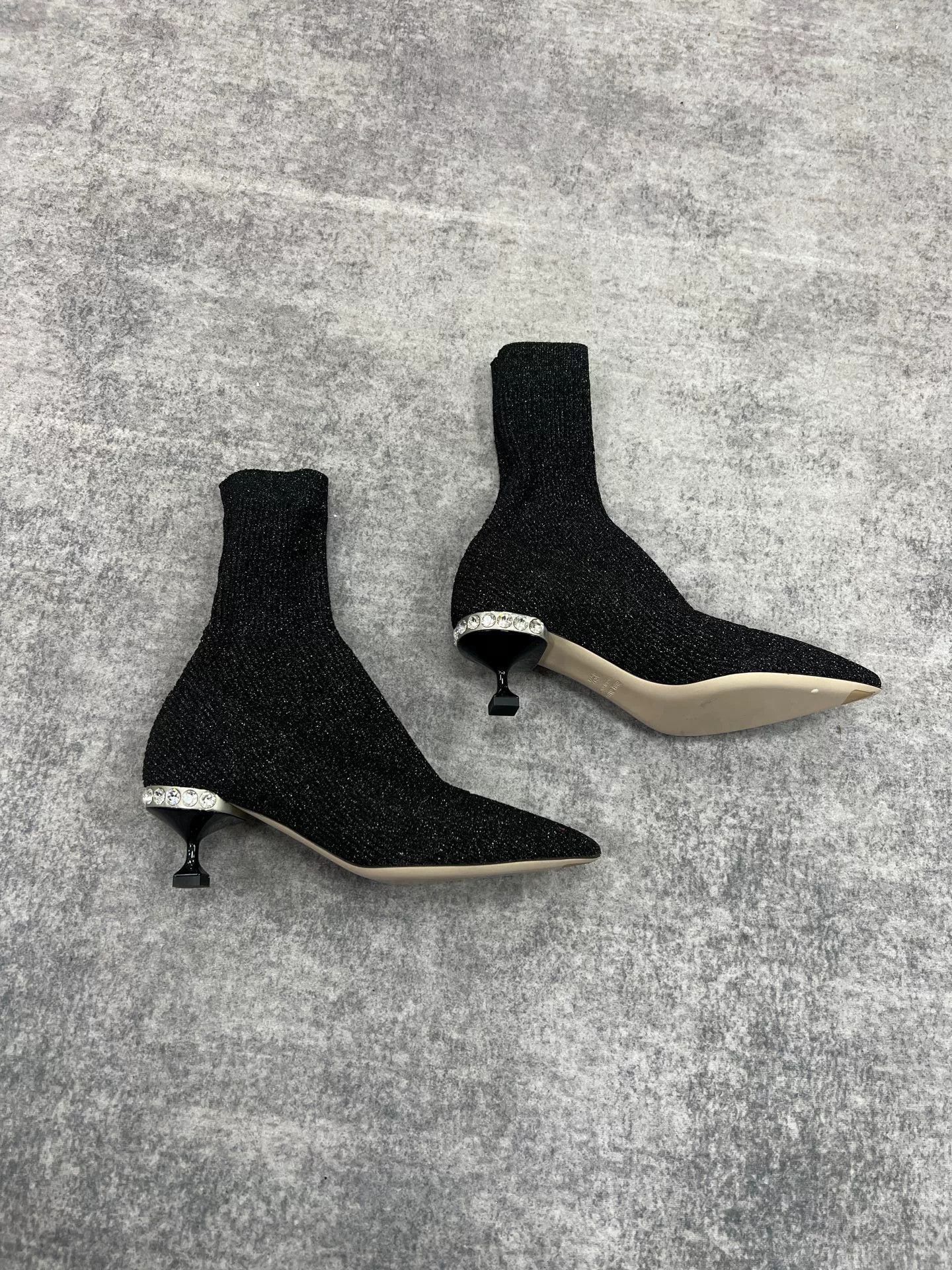 Miu Miu Miumiu Glitter Sock Boots Size US 4.5 / IT 34.5 - 2 Thumbnail