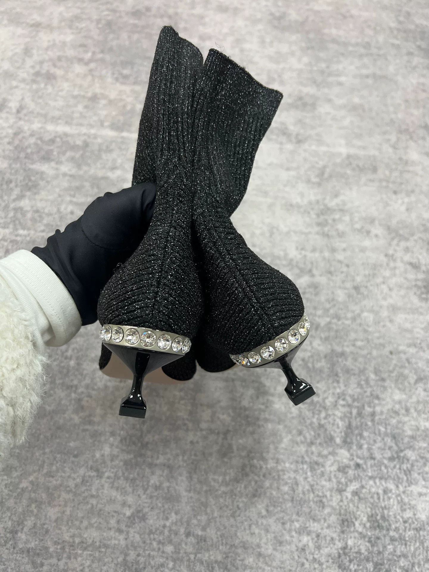 Miu Miu Miumiu Glitter Sock Boots Size US 4.5 / IT 34.5 - 5 Thumbnail