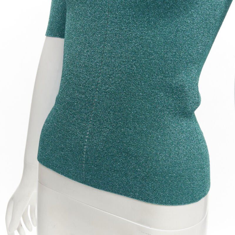 Saint Laurent Paris SAINT LAURENT turquoise blue metallic lurex lattice seam knitted top S Size S / US 4 / IT 40 - 7 Thumbnail