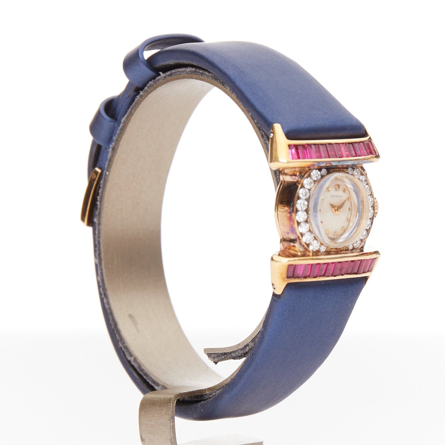 Omega OMEGA Vintage diamond ruby blue satin cocktail watch Size ONE SIZE - 2 Thumbnail
