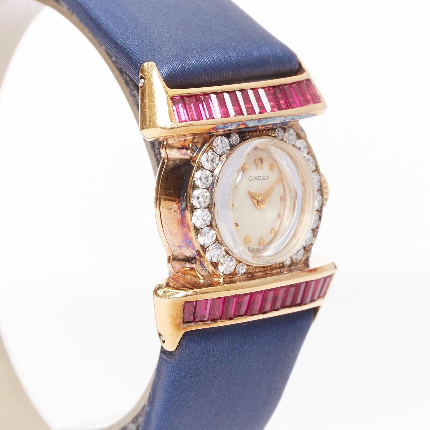 Omega OMEGA Vintage diamond ruby blue satin cocktail watch Size ONE SIZE - 5 Thumbnail