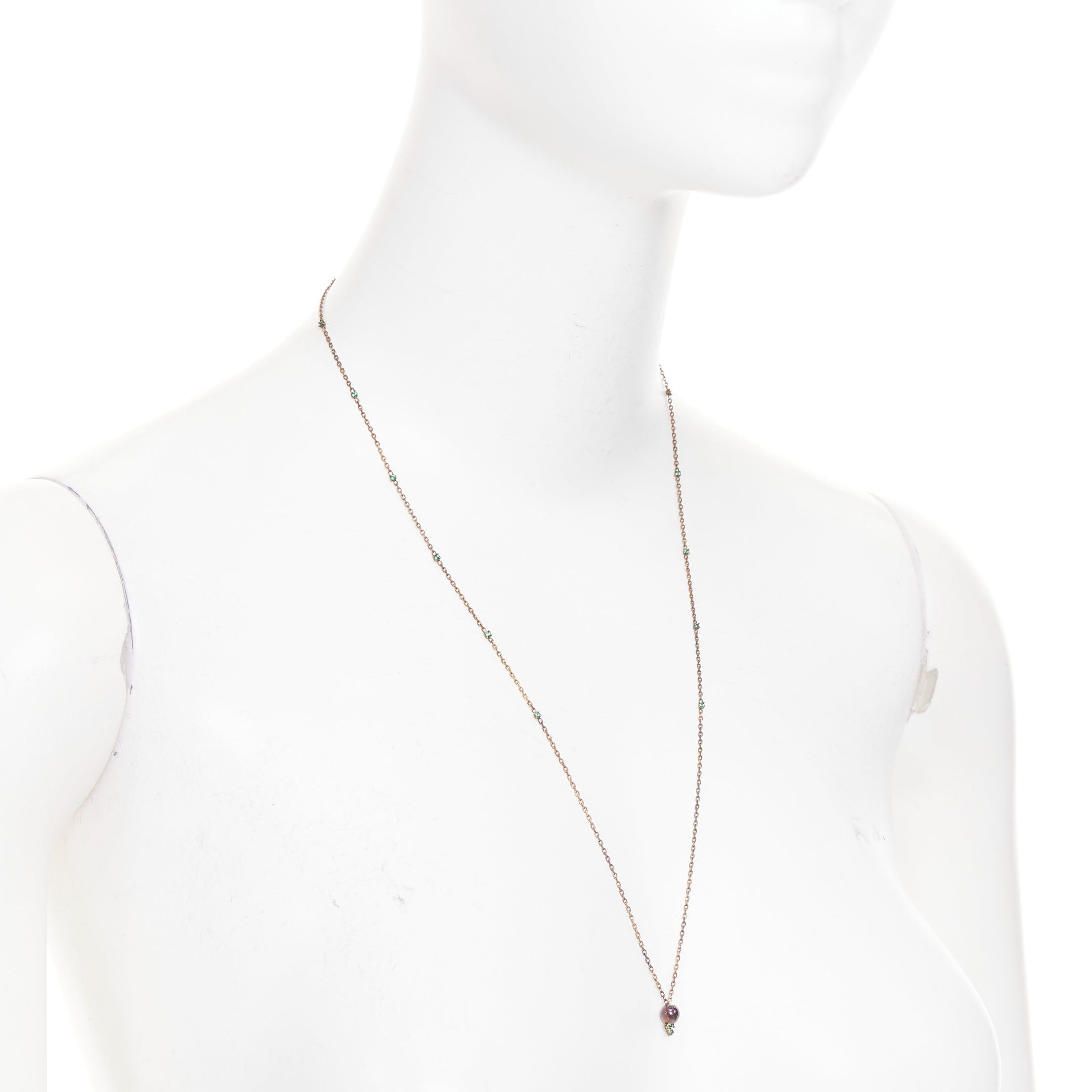 Bottega Veneta BOTTEGA VENETA Daniel Lee copper tone green crystal stone station pendant princess necklace Size ONE SIZE - 3 Thumbnail