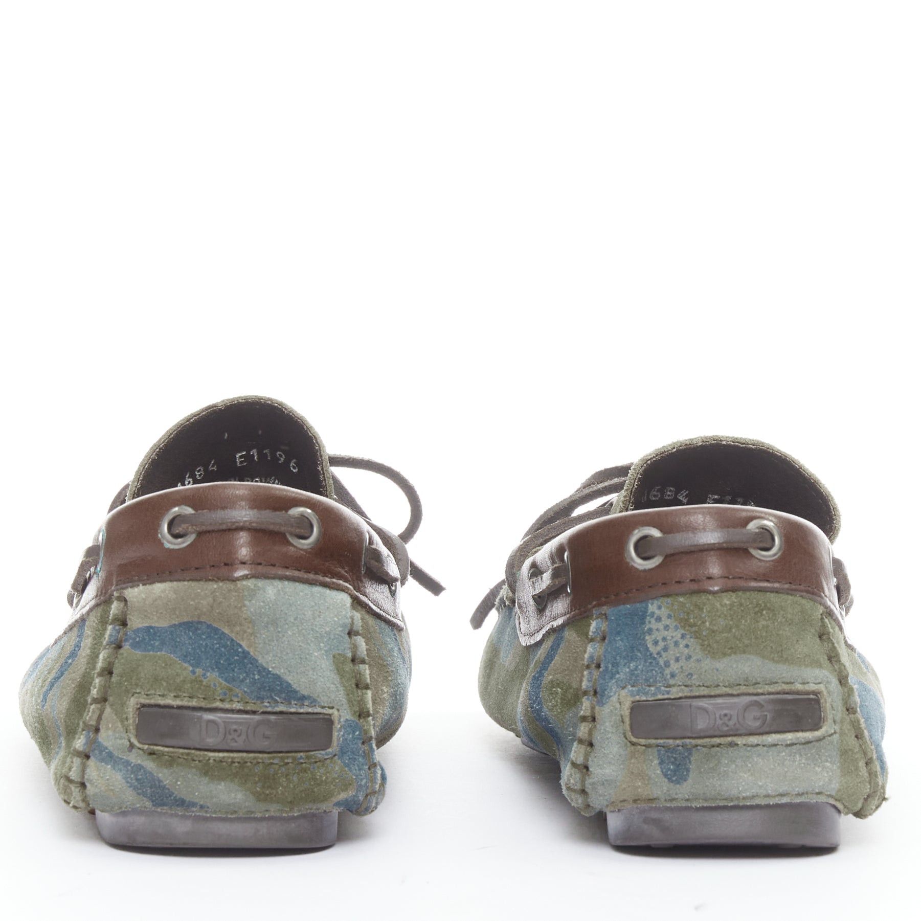 Dolce & Gabbana DOLCE GABBANA green brown camouflage suede driving loaers shoes EU39 Size US 6 / EU 39 - 5 Thumbnail