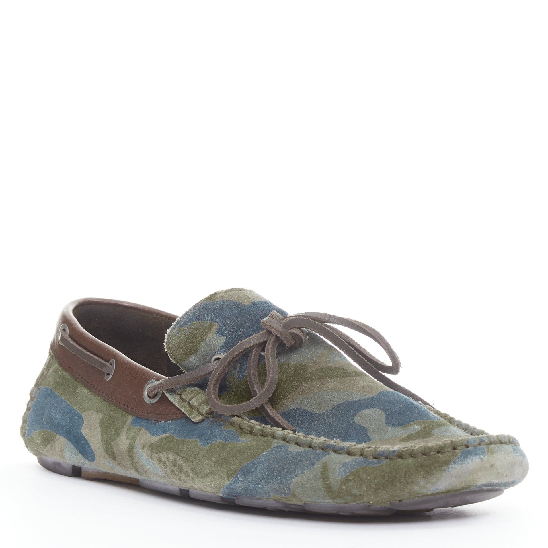 Dolce & Gabbana DOLCE GABBANA green brown camouflage suede driving loaers shoes EU39 Size US 6 / EU 39 - 2 Thumbnail