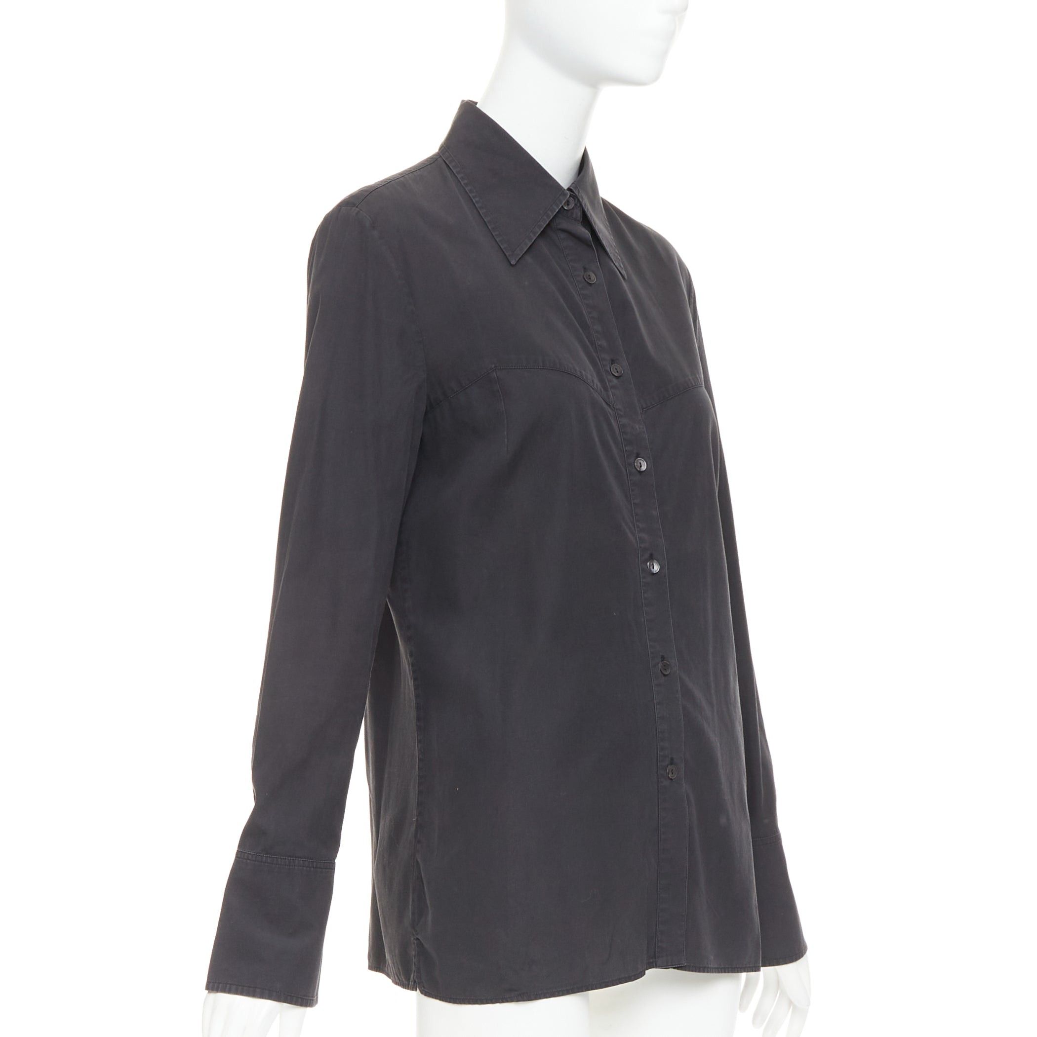 Gucci GUCCI Tom Ford charcoal grey cotton bust seam western style shirt IT42 XL Size M / US 6-8 / IT 42-44 - 3 Thumbnail