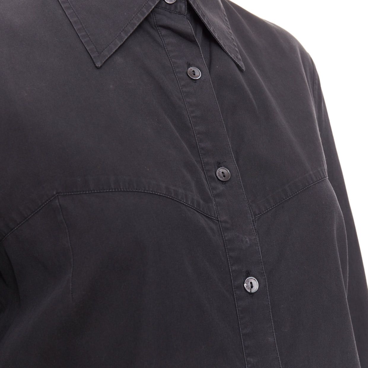 Gucci GUCCI Tom Ford charcoal grey cotton bust seam western style shirt IT42 XL Size M / US 6-8 / IT 42-44 - 2 Thumbnail