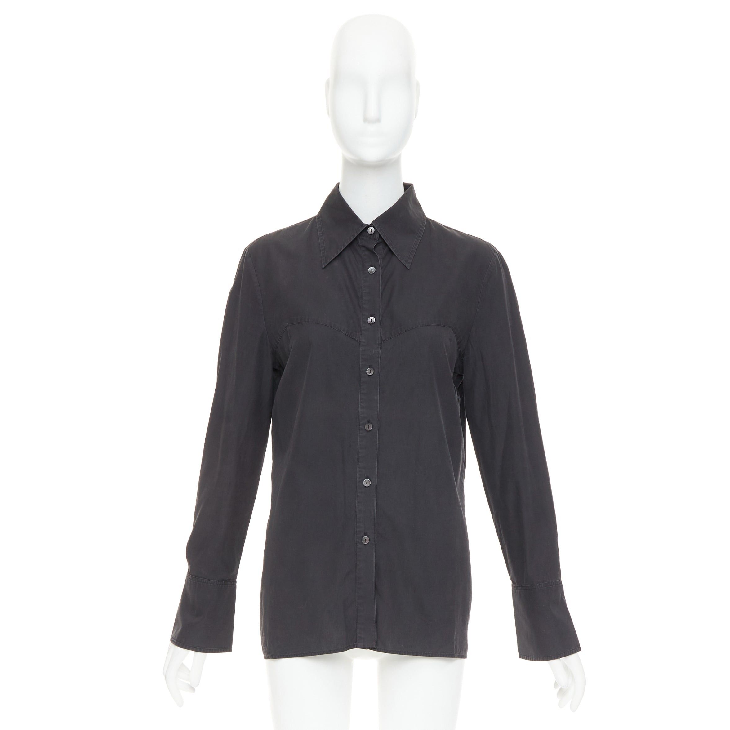 Gucci GUCCI Tom Ford charcoal grey cotton bust seam western style shirt IT42 XL Size M / US 6-8 / IT 42-44 - 10 Thumbnail